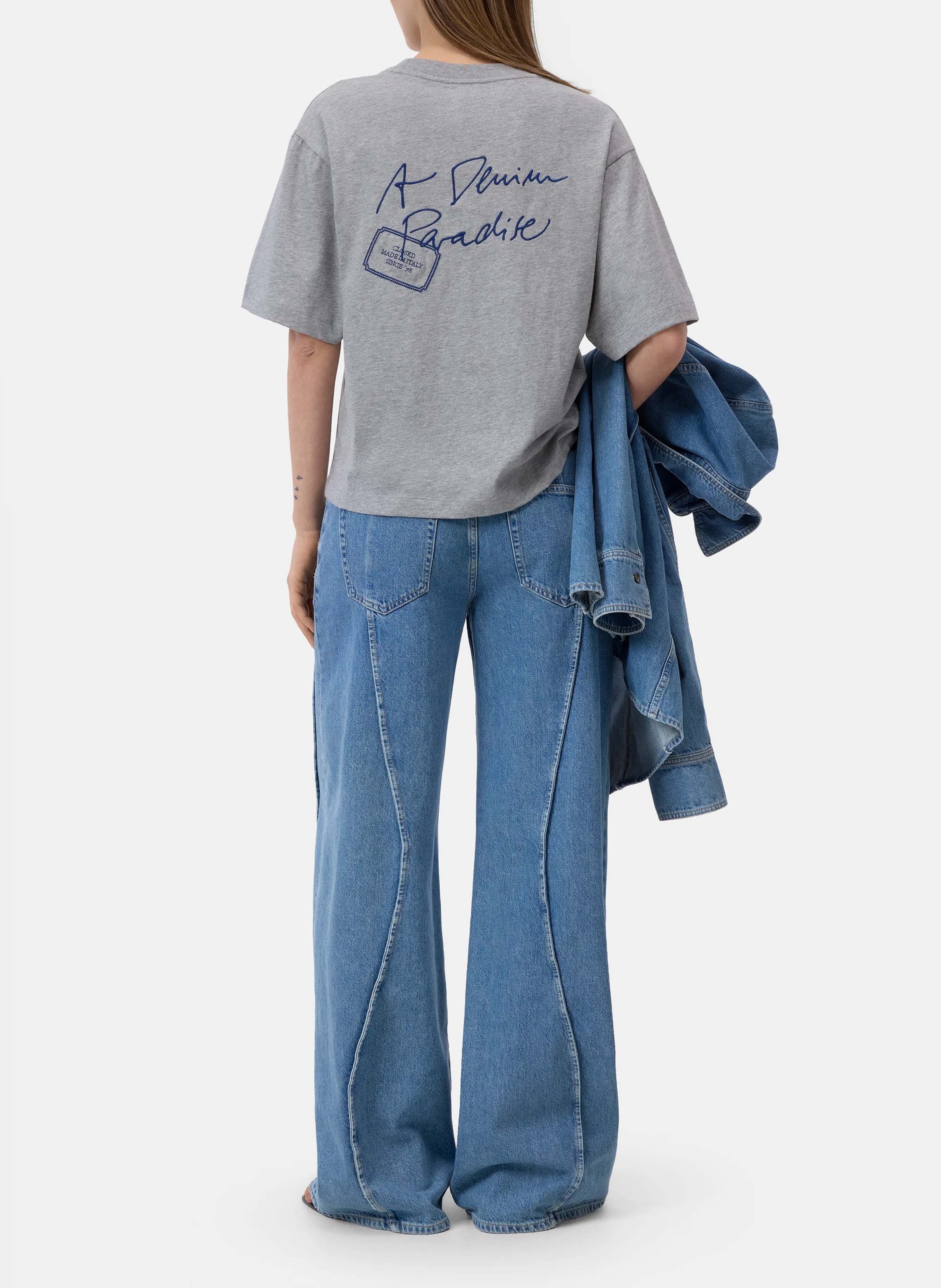 Oversized round neck organic cotton t-shirt CLOSED Grey