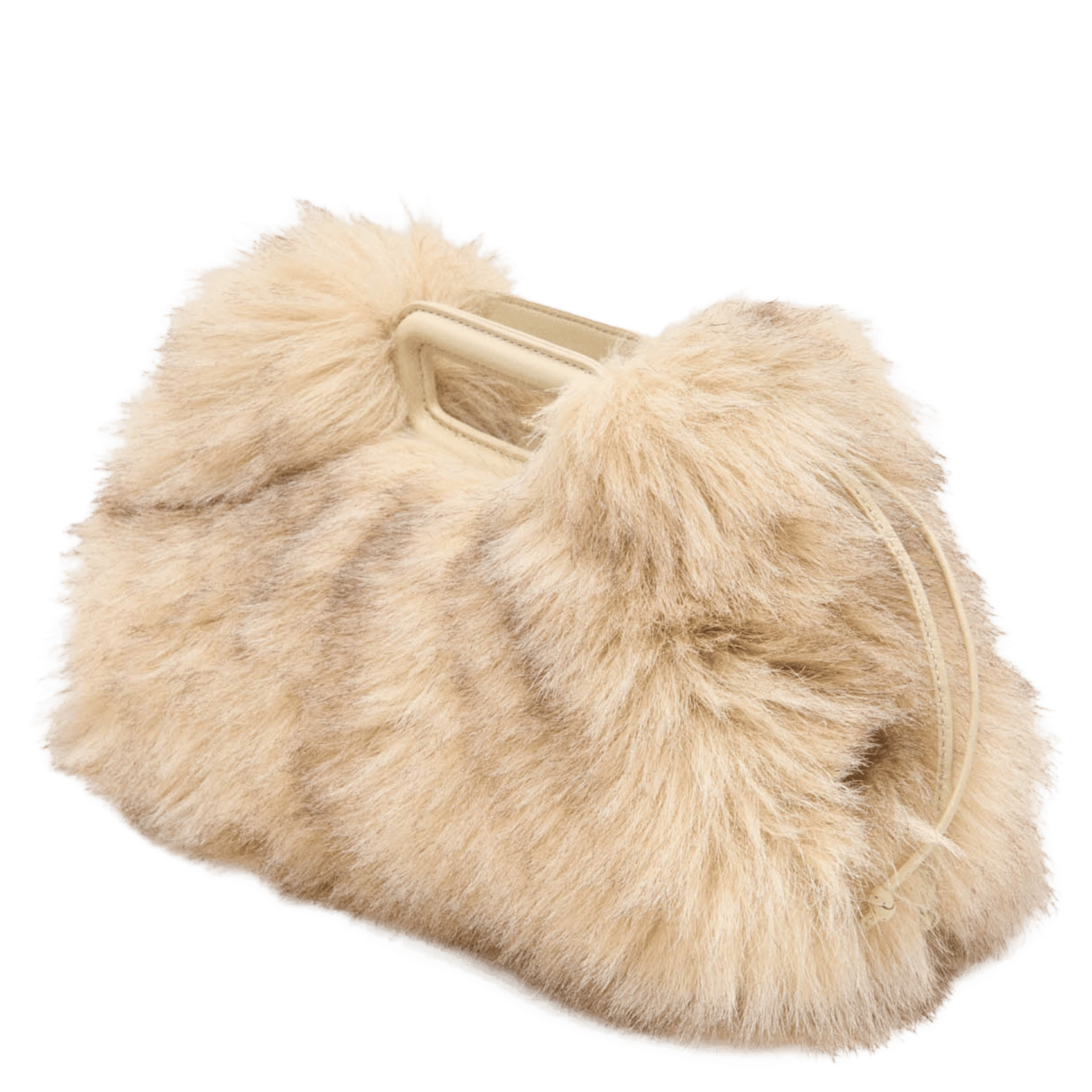 Sac porté épaule effet fourrure MAJE Beige