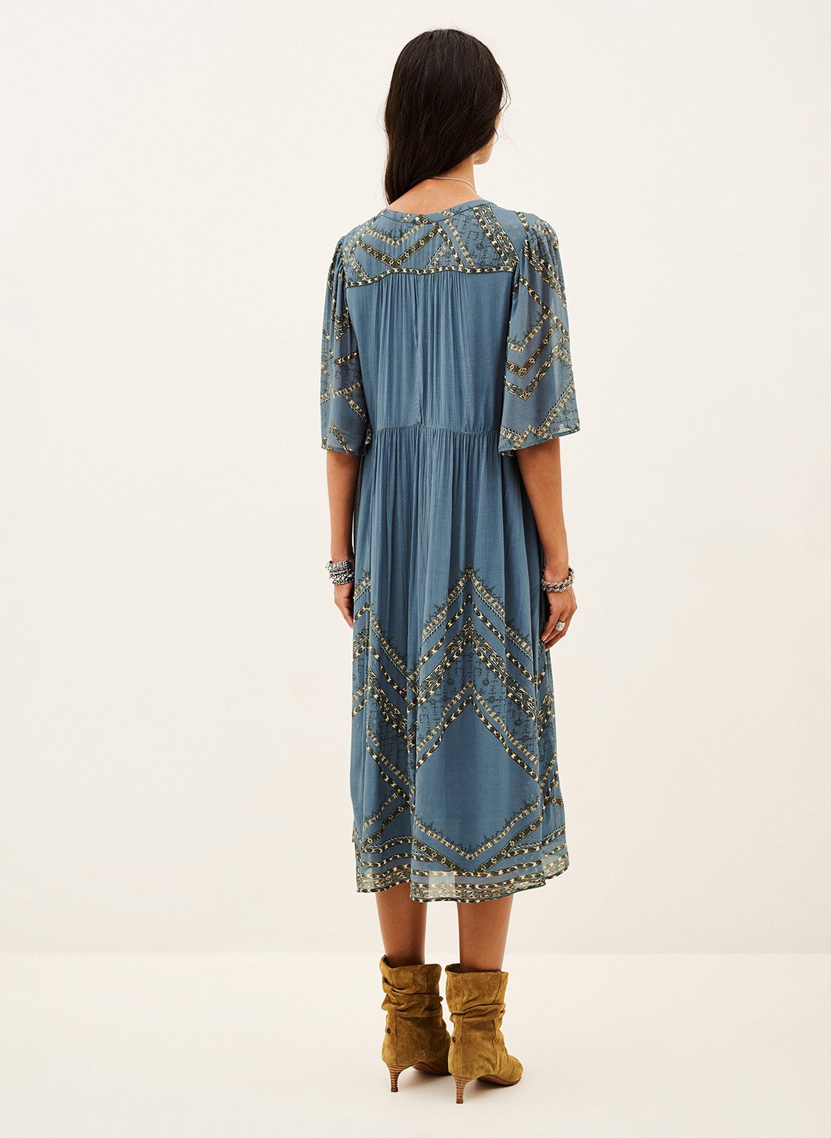 Gerade geschnittenes Midikleid mit Print BA&SH Blau
