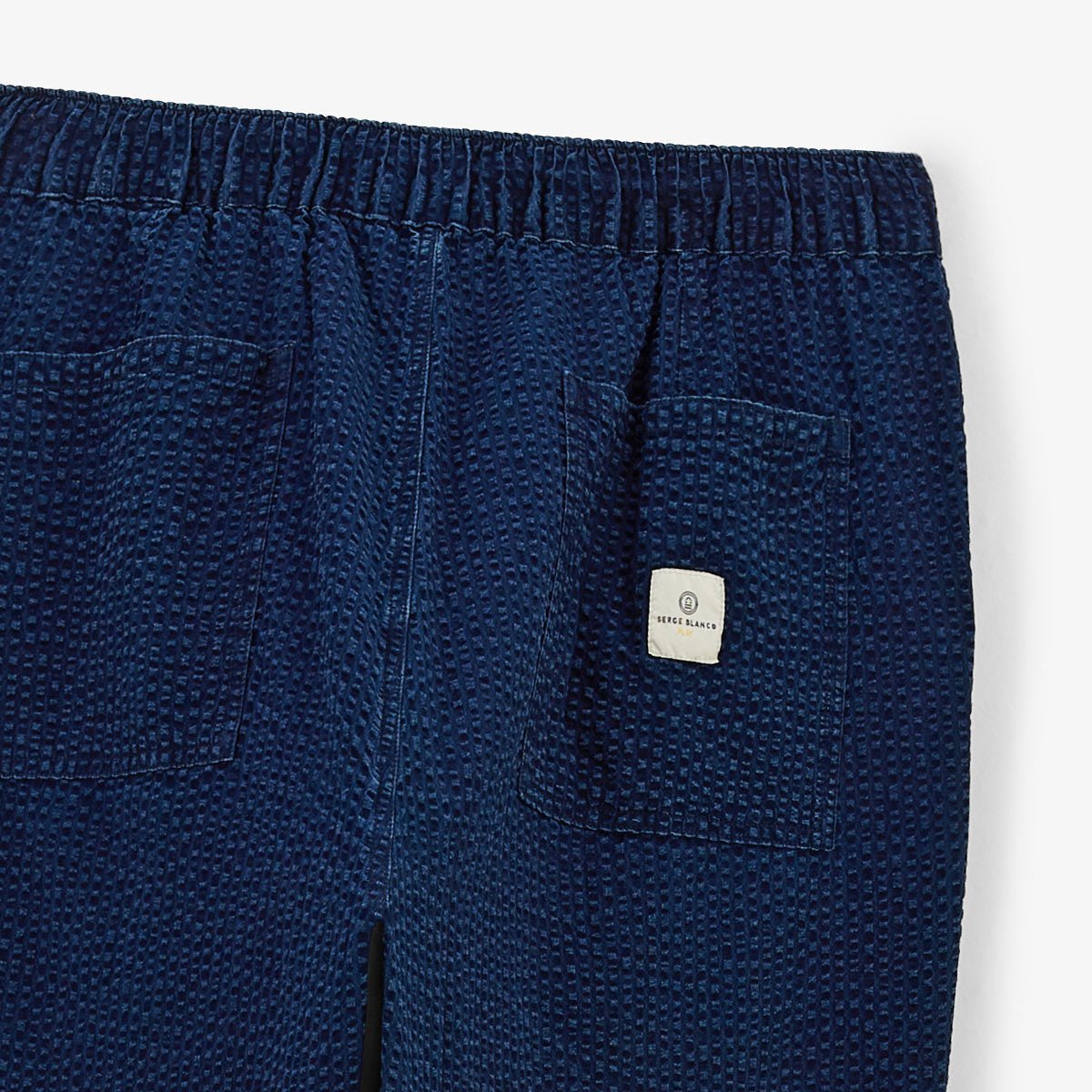 Pantalon  en seersucker avec taille élastiquée SERGE BLANCO Bleu