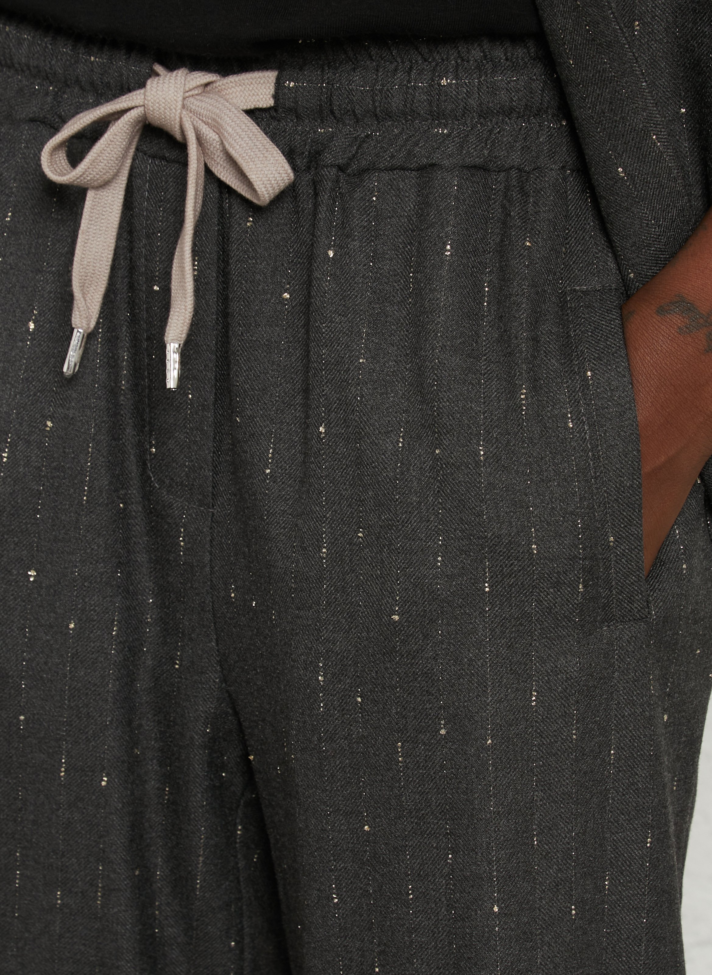 Wide-leg pants with fine stripes PLEASE Grey