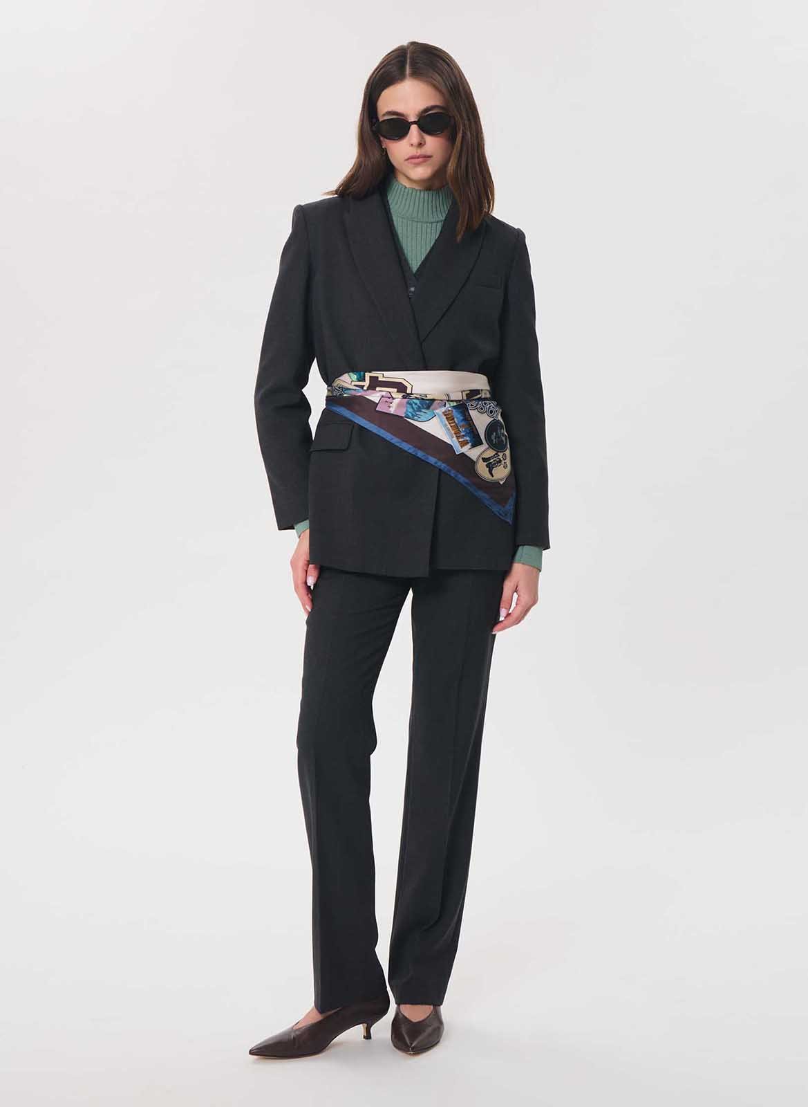 Veste tailleur ceinturée unie TARA JARMON Gris
