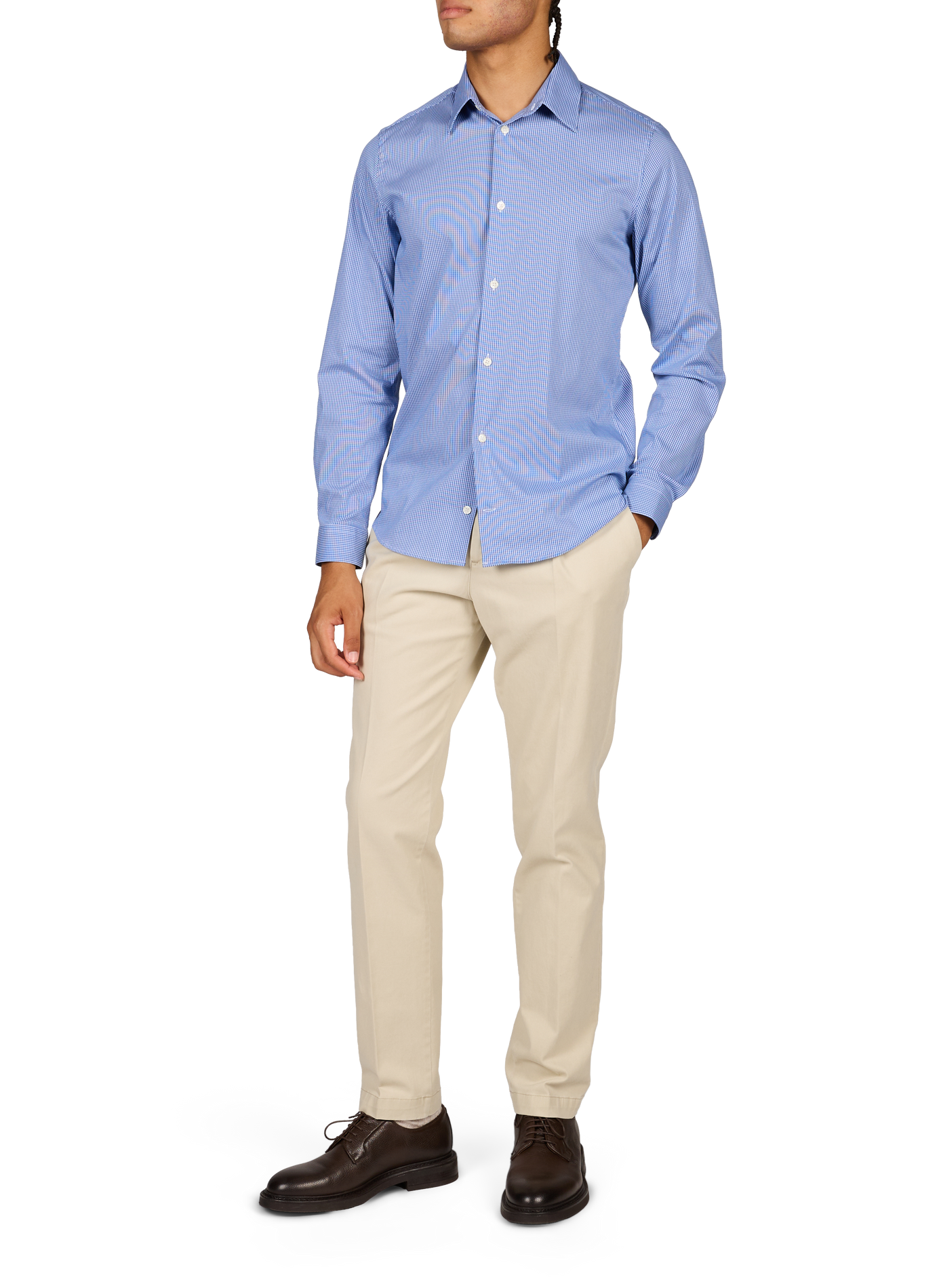 Straight classic-collar shirt in Icaro-S cotton AU PRINTEMPS PARIS Blue