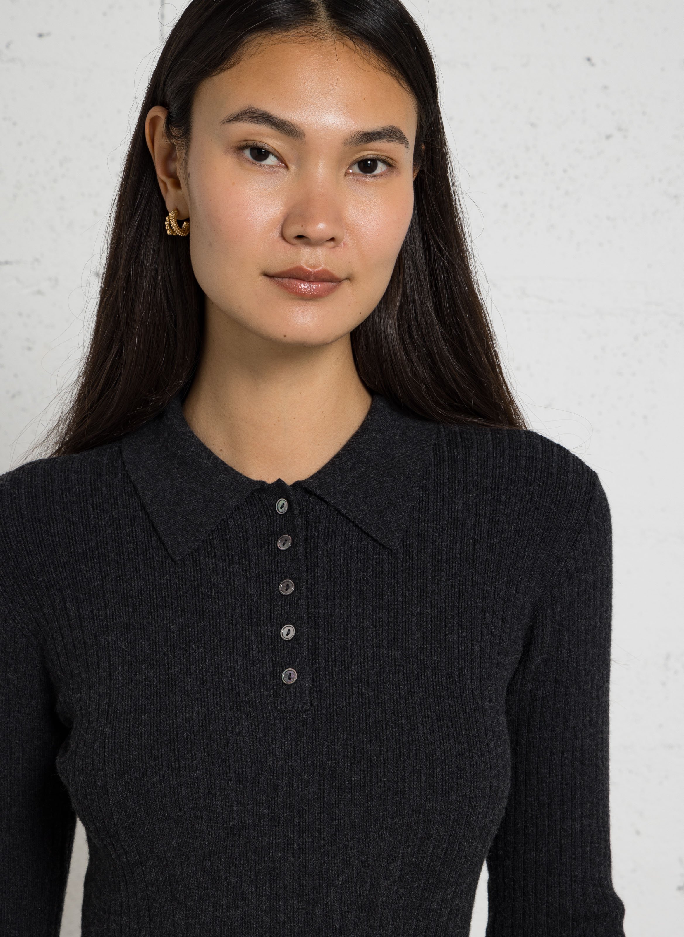 Korte geribde fit-and-flare jurk DES PETITS HAUTS Grijs