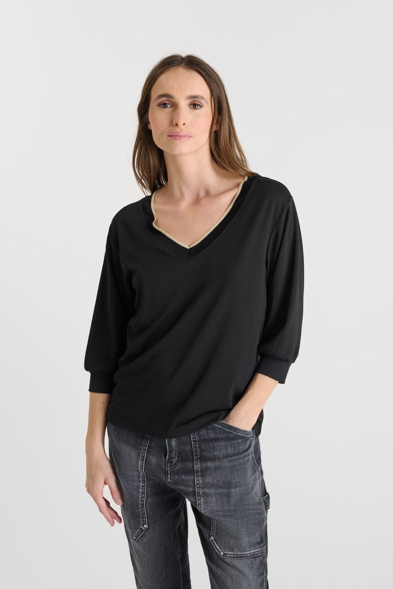 V-neck T-shirt LE TEMPS DES CERISES Black