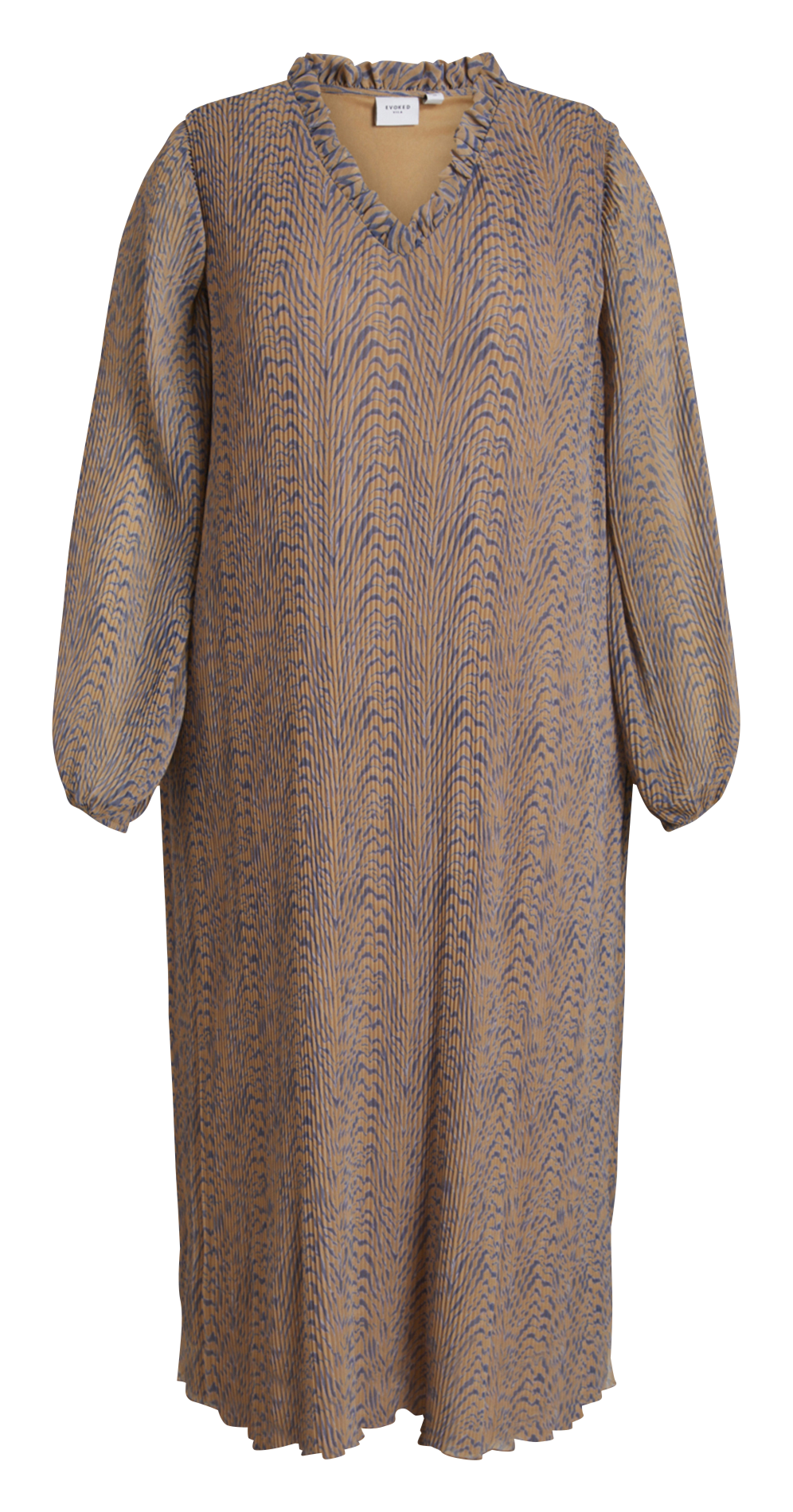 Robe midi col V imprimée EVOKED Marron