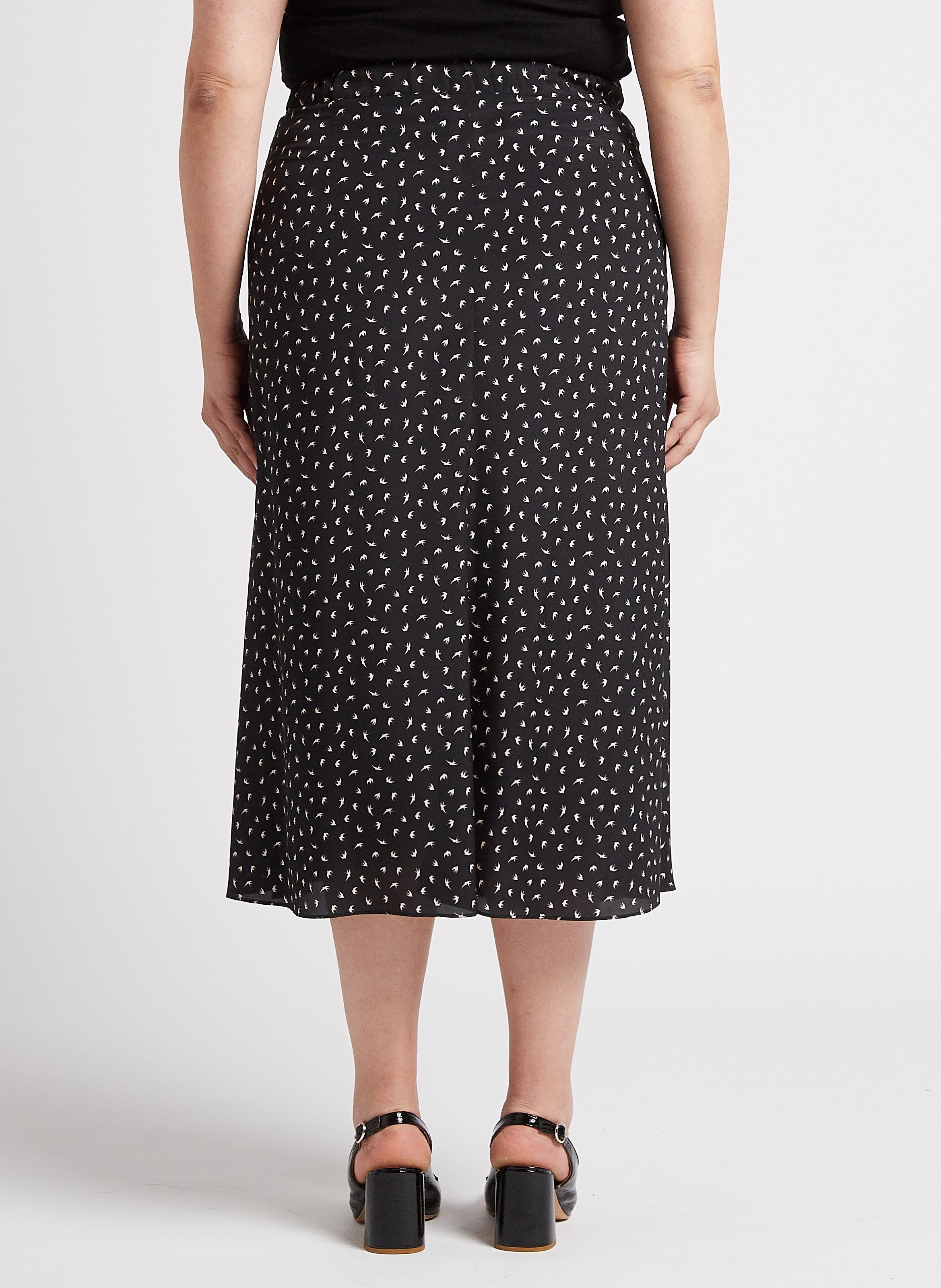 Flowing printed skirt with slit PERSONA by Marina Rinaldi Black