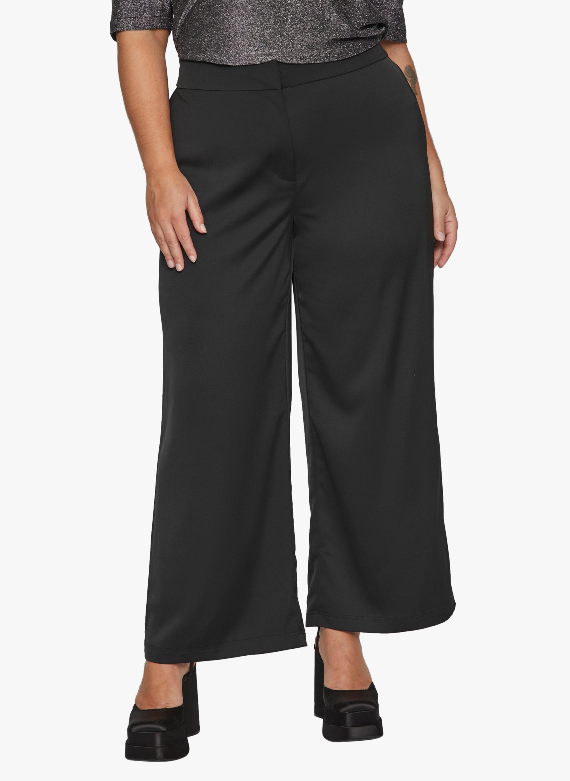 Pantalon droit taille haute en satin EVOKED Noir