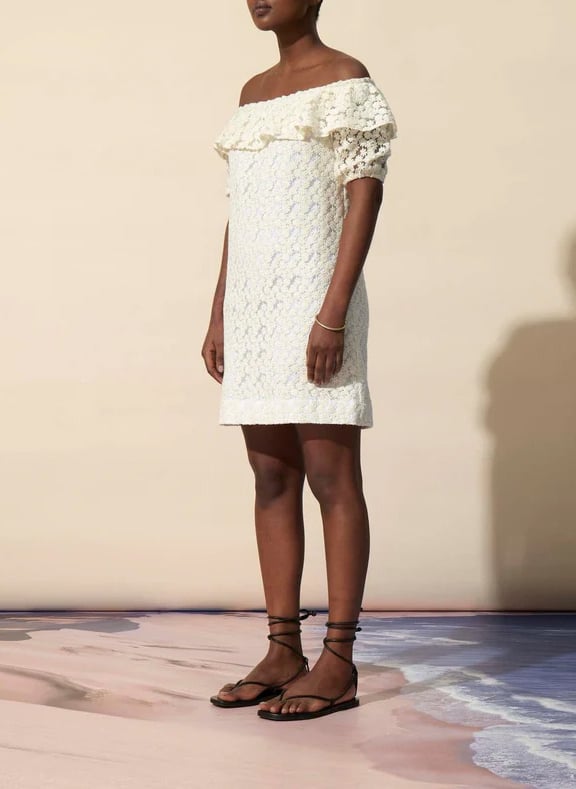 Short off-the-shoulder dress in blended cotton FETE IMPERIALE Beige