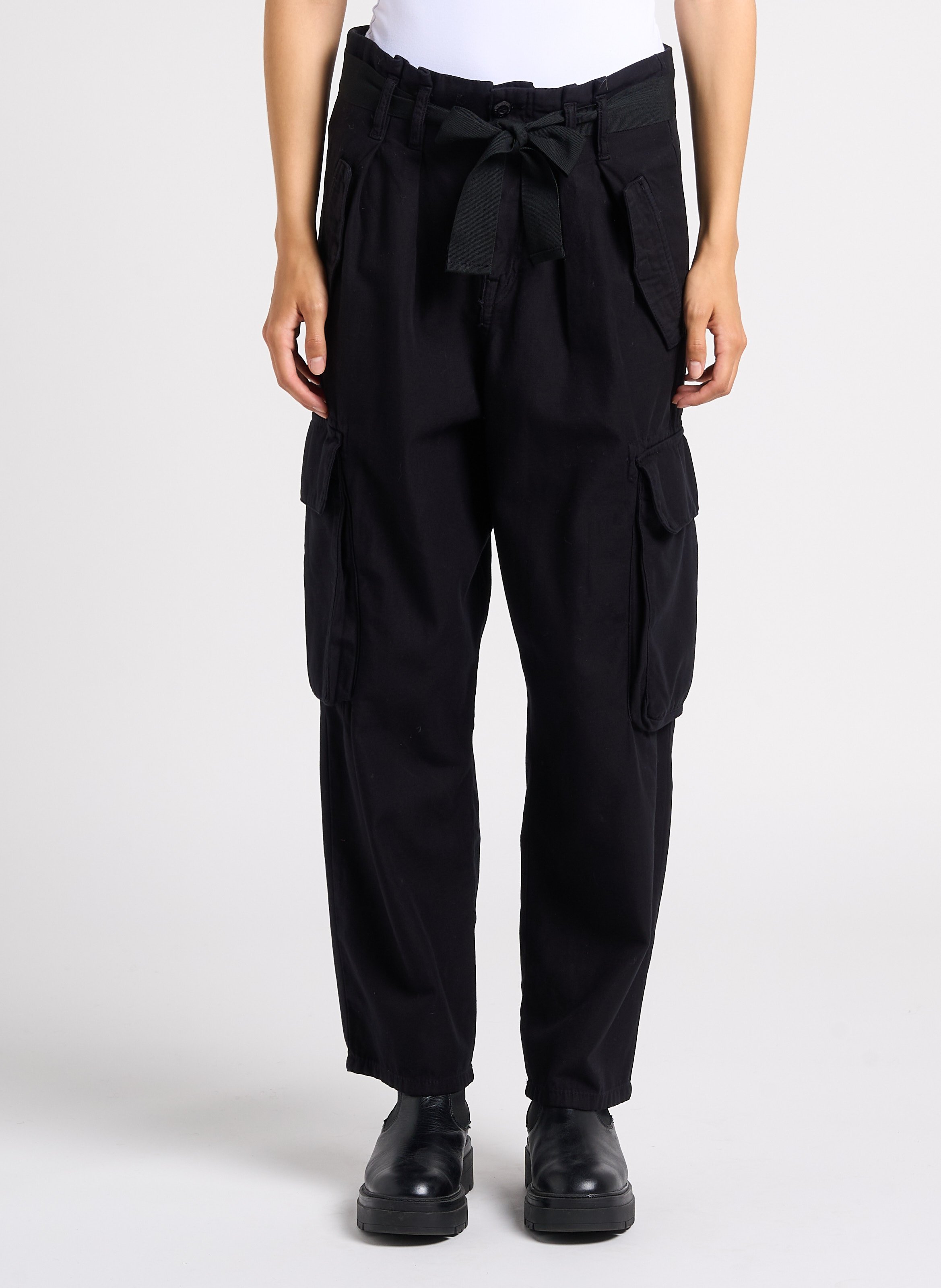 Pantalon treillis femme noir sale