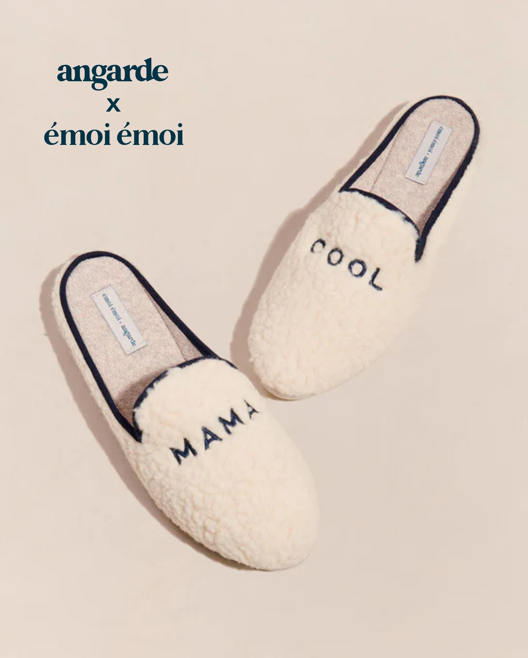 Women&#039;s mule &quot;mama cool,&quot; collaboration with émoi émoi. ANGARDE White