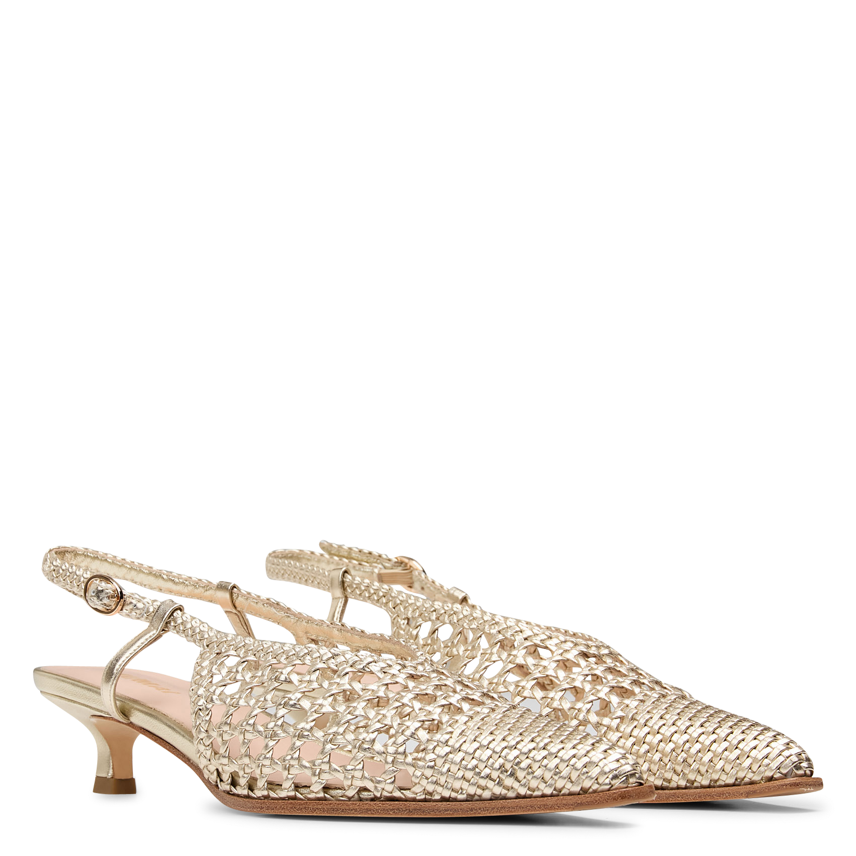 Slingbacks cuir tressées MI/MAI Doré