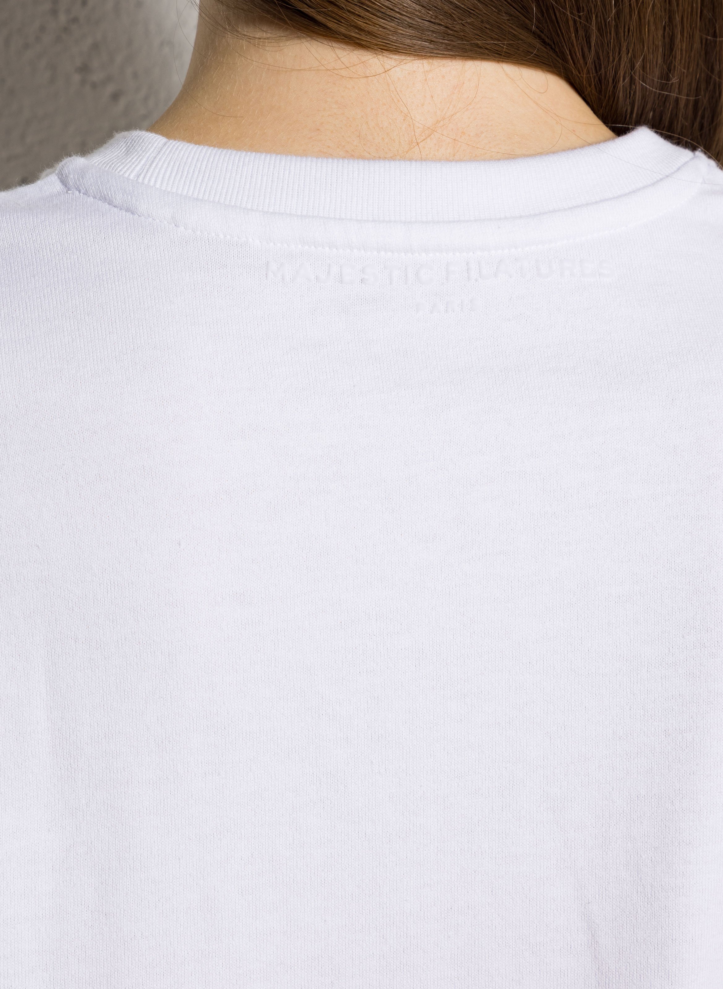 Tee-shirt droit col rond en coton bio MAJESTIC FILATURES Blanc