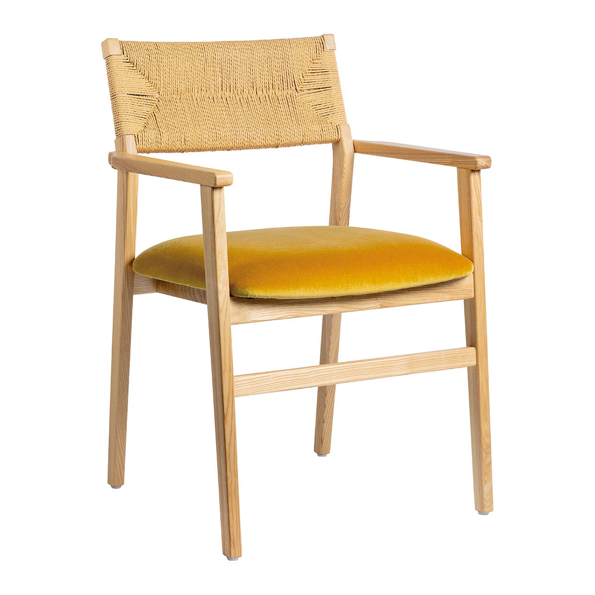 Chaise paloma en corde de papier et velours - safran BLANC D'IVOIRE Jaune
