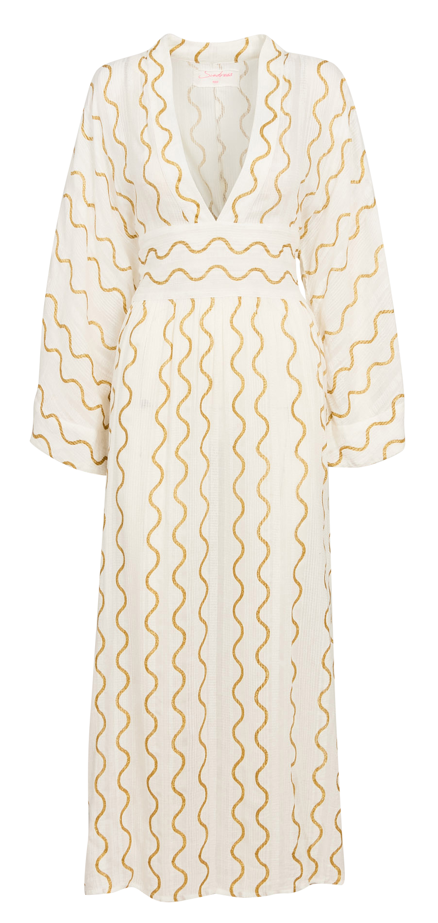 Robe longue large col V en coton SUNDRESS Blanc