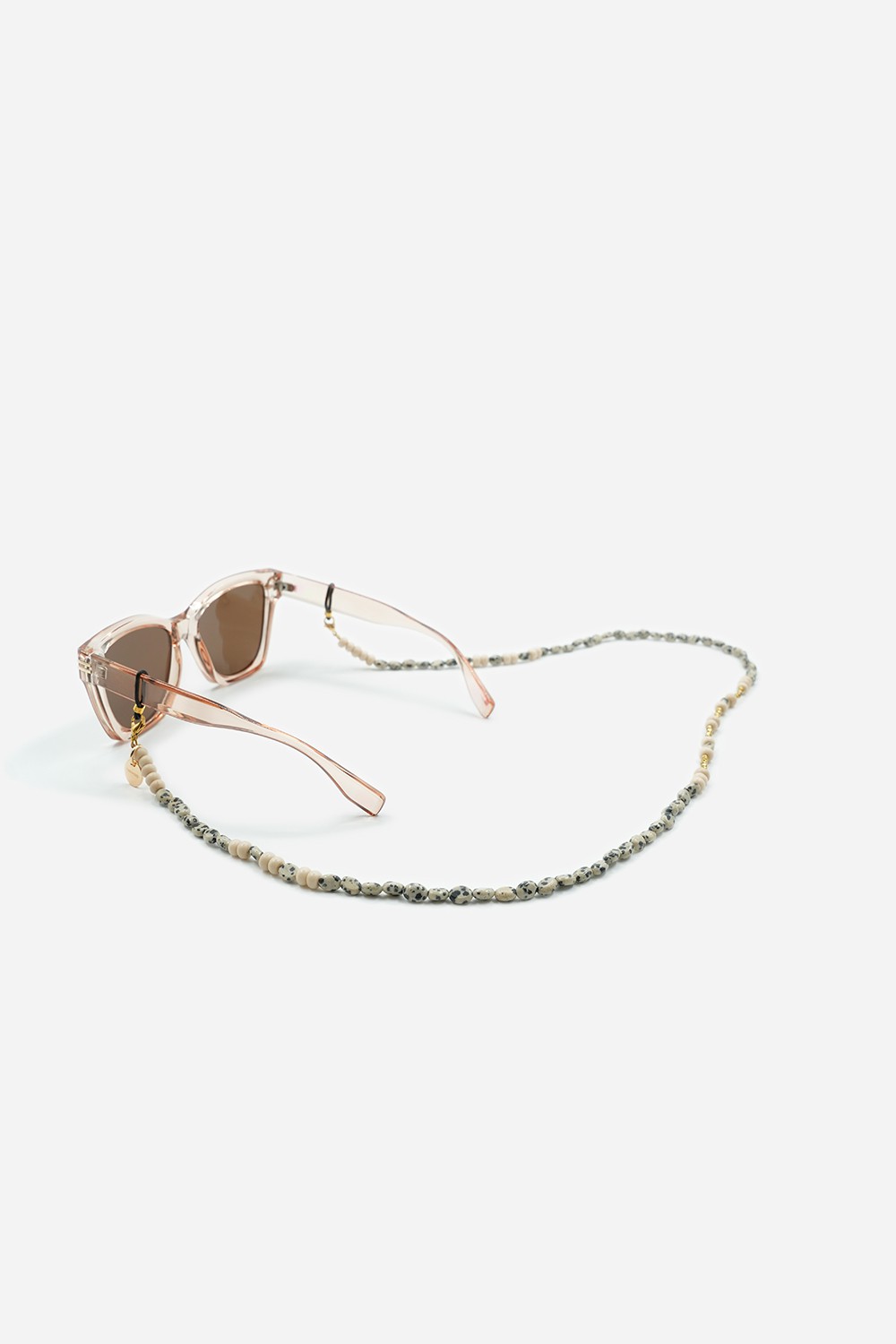 Chaîne Pour Lunettes FEFI ELLA - Nacre Véritable Et Perles Synthétiques, Longueur 70cm - Avec Mousqueton Et Boucles En Silicone