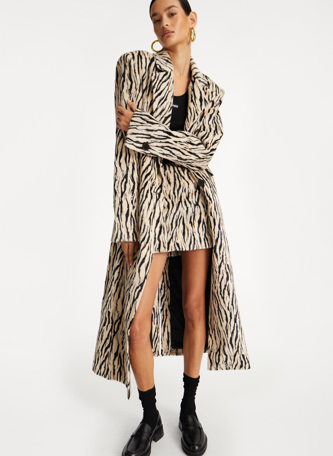 Manteau droit en coton mélangé imprimé ROTATE Multicolore