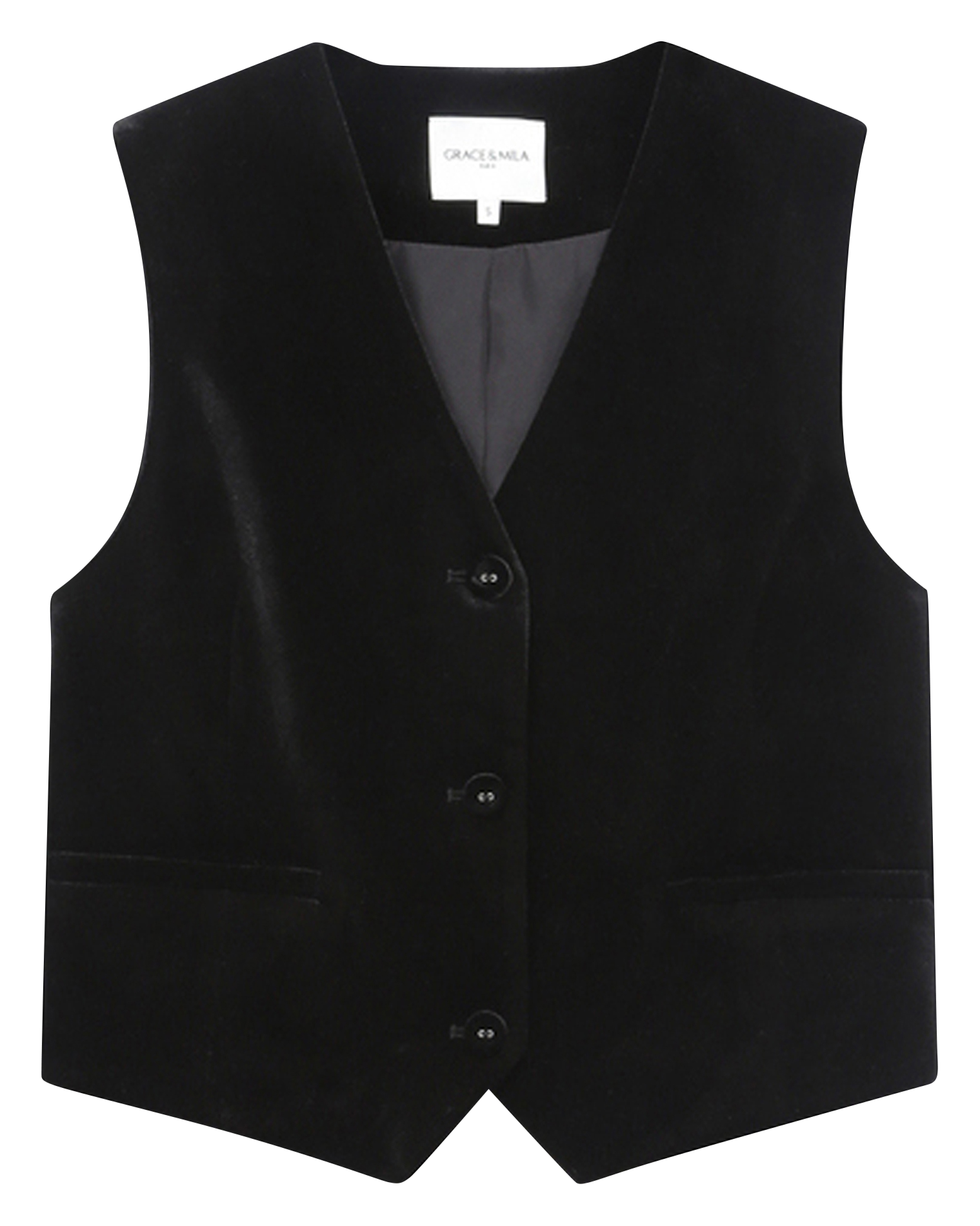 Sleeveless velvet vest GRACE ET MILA Black