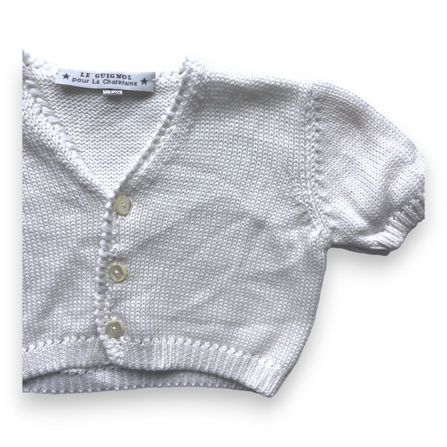 White Baby Cardigan - 3 months LA CHATELAINE - Seconde main White