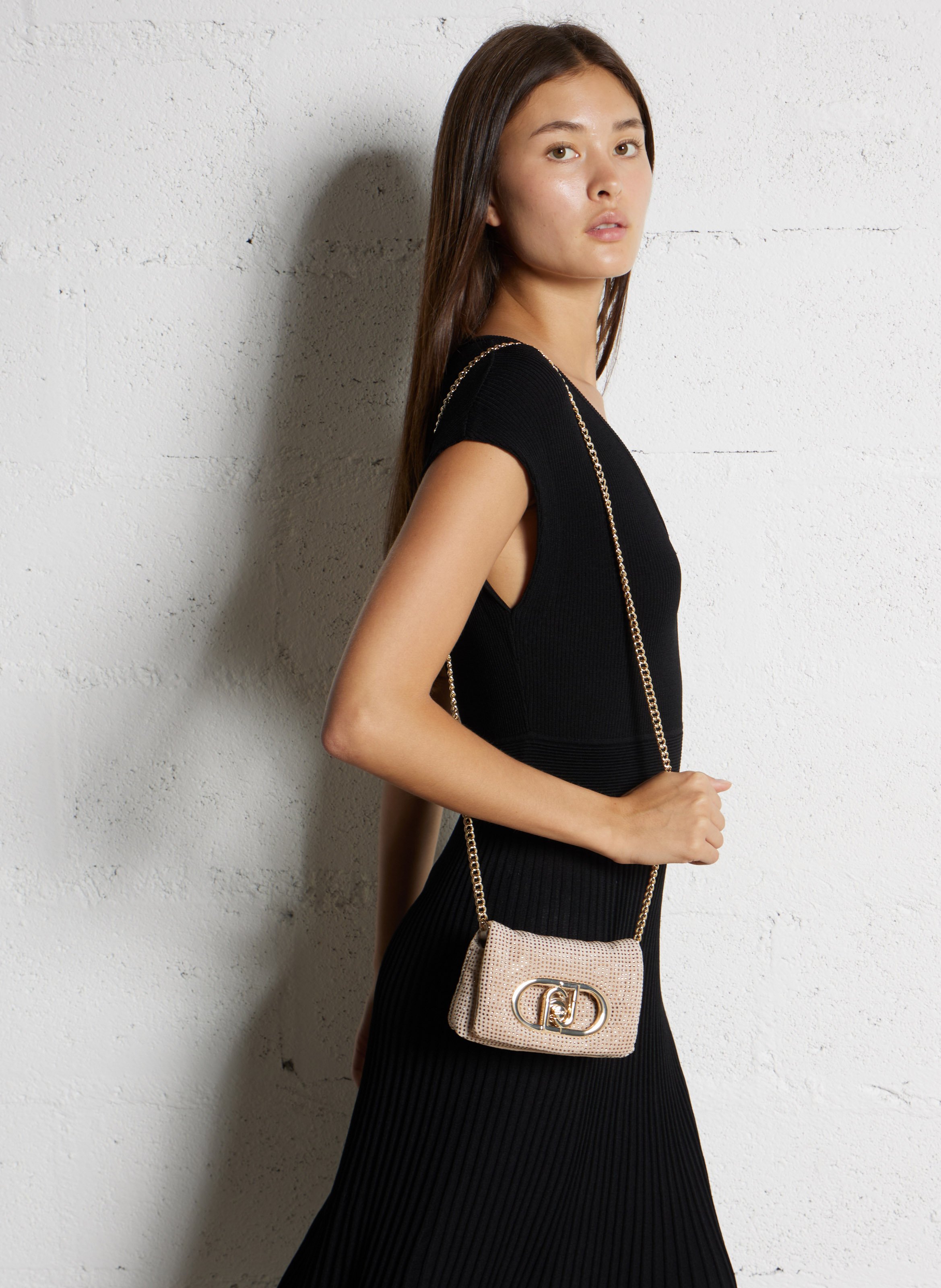 Mini sac bandoulière à rabat avec strass LIU JO Doré