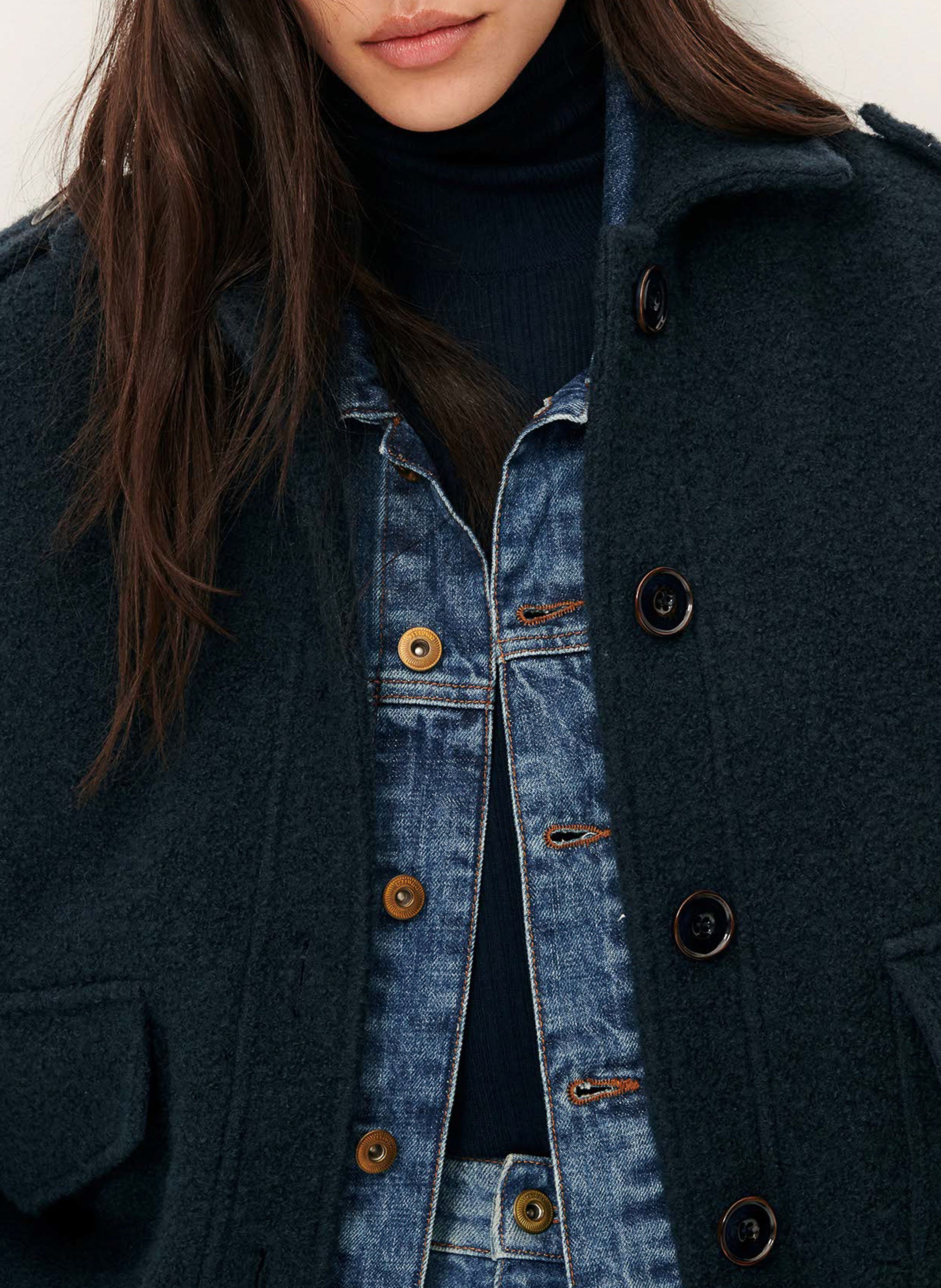 Dual material coat SESSUN Blue