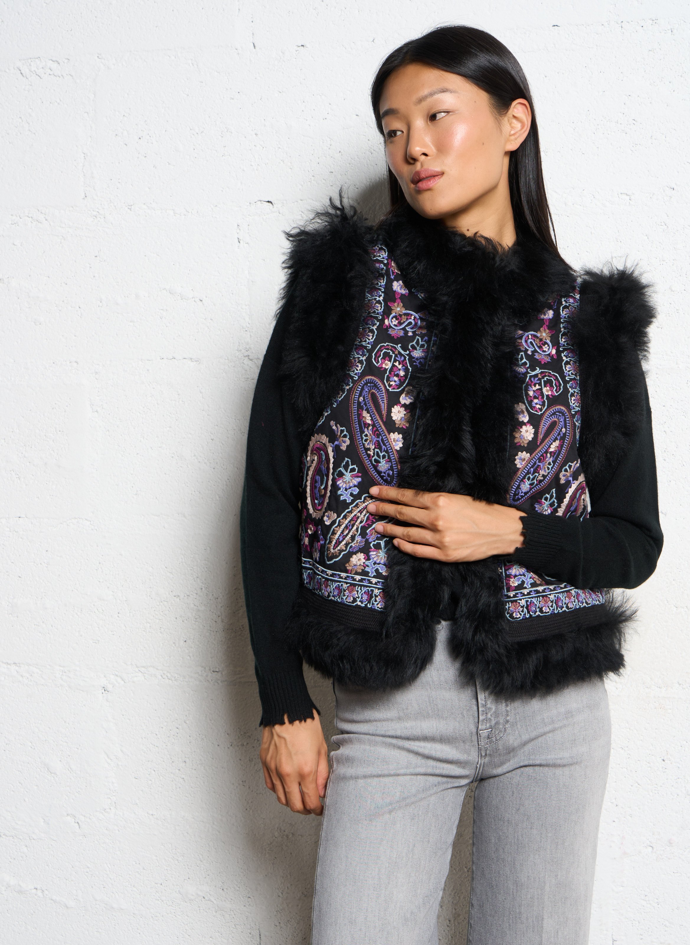 Gerader Baumwoll-Cardigan ANTIK BATIK Schwarz