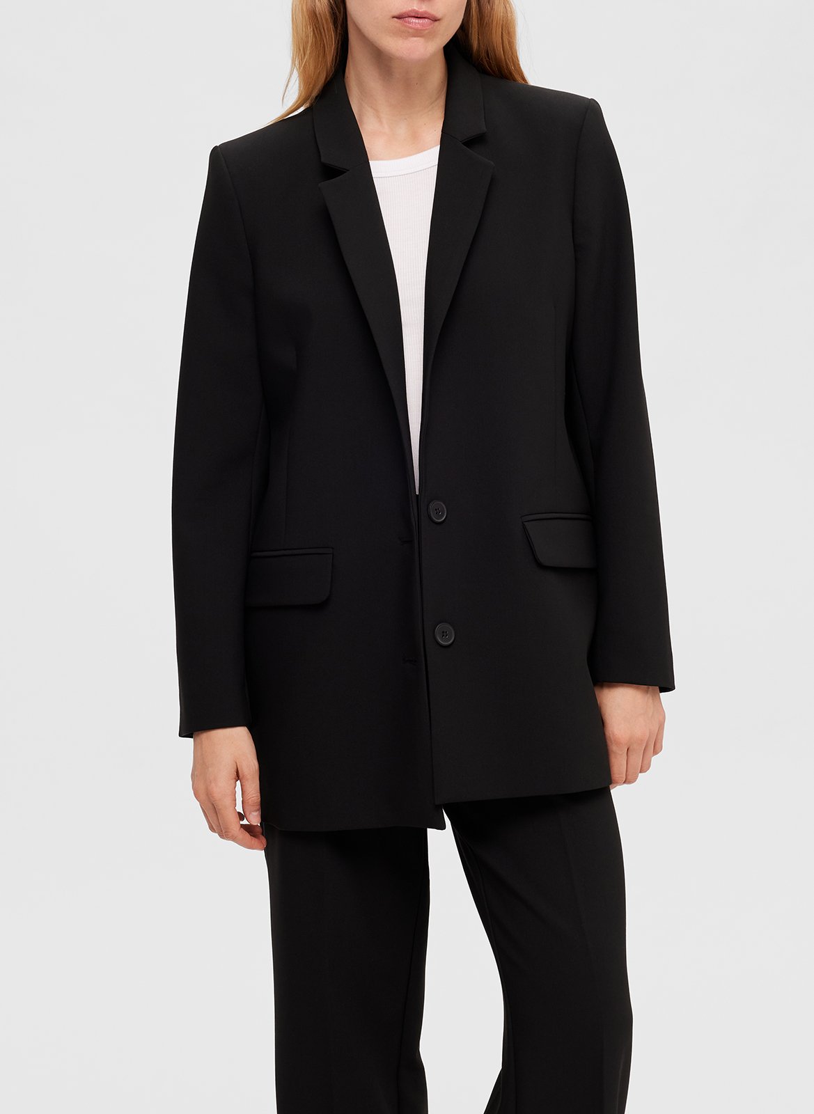 Veste tailleur en fibres recyclées mélangées SELECTED Noir