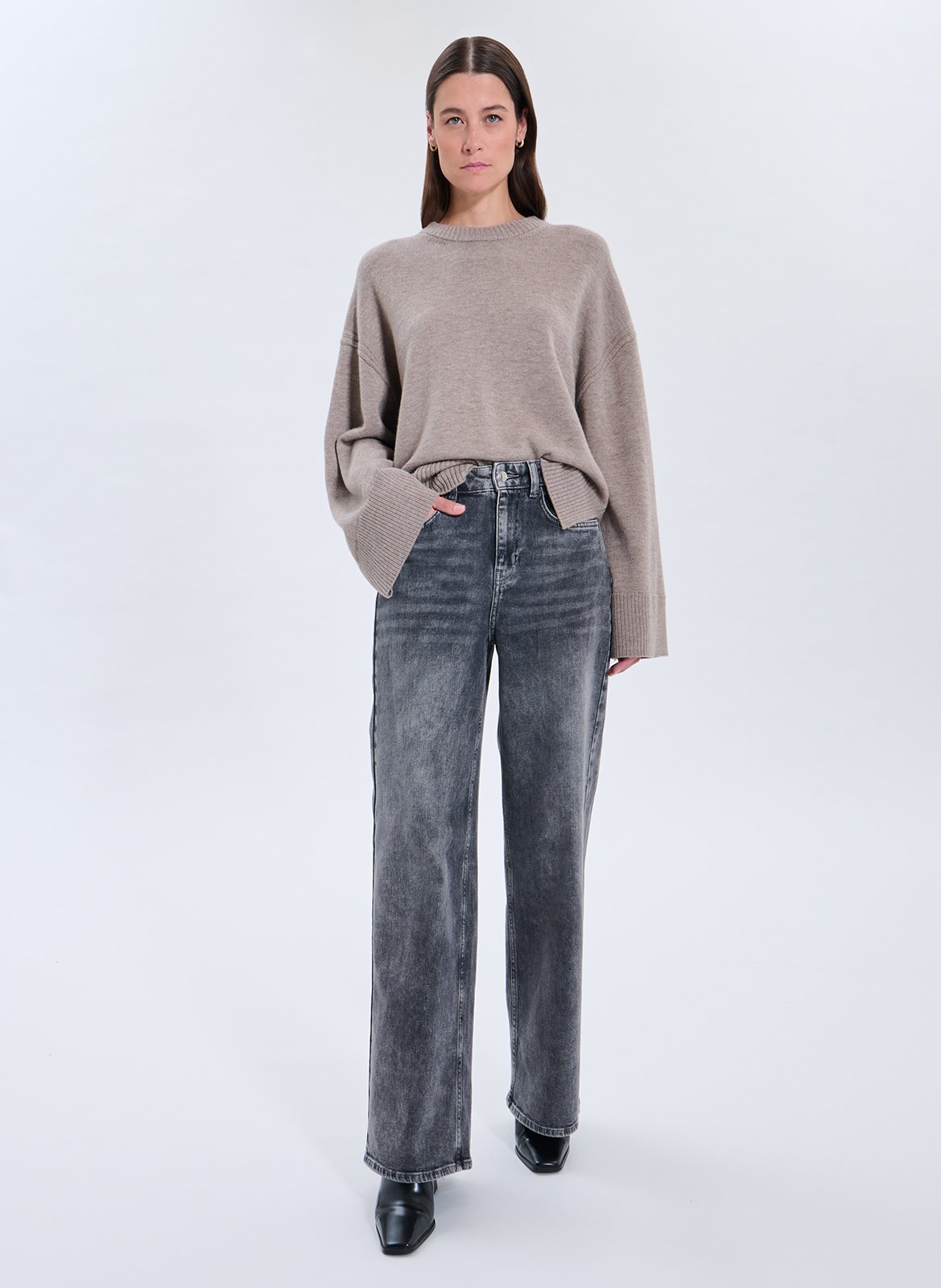 Pull col rond en laine ZAPA Beige