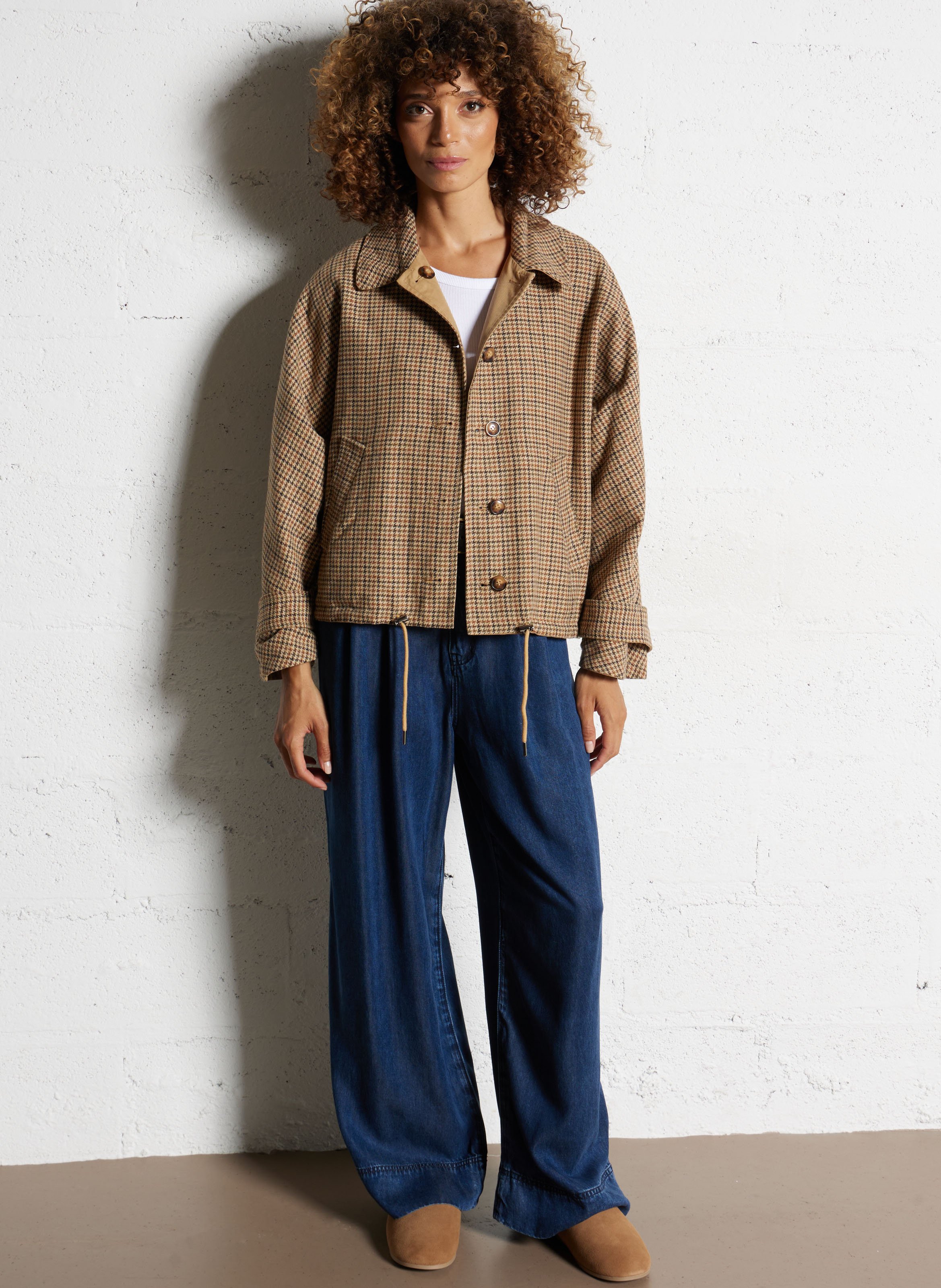 Parka col chemise en coton mélangé LA PETITE ETOILE Marron