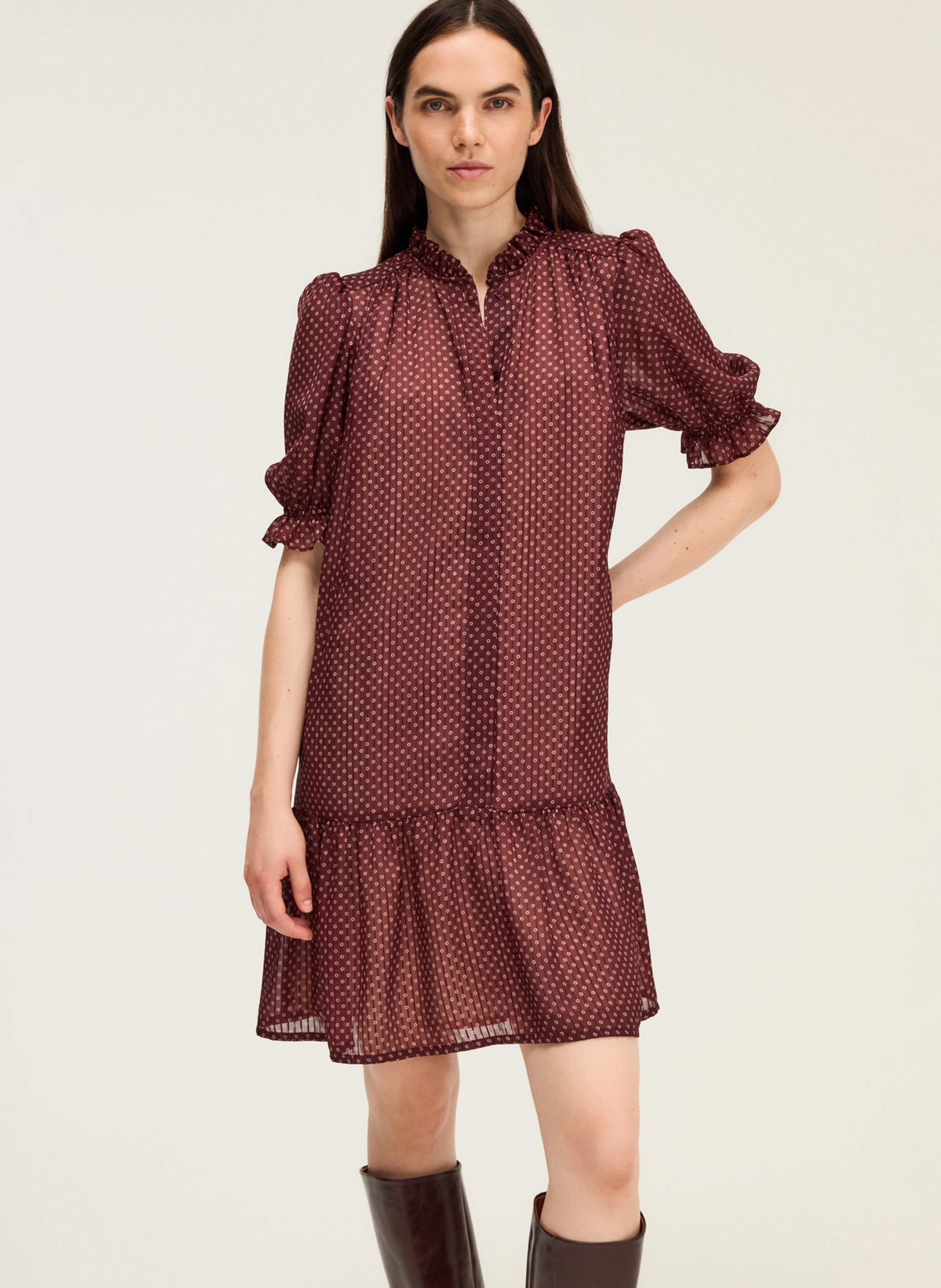 Fanny Juliette printed round-neck short dress PABLO Red