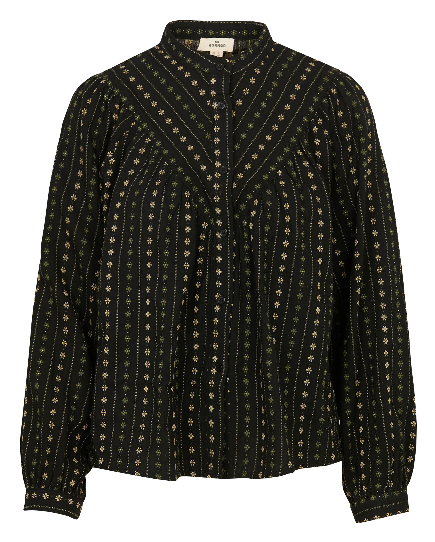 Baumwollbluse mit V-Ausschnitt THE KORNER Schwarz