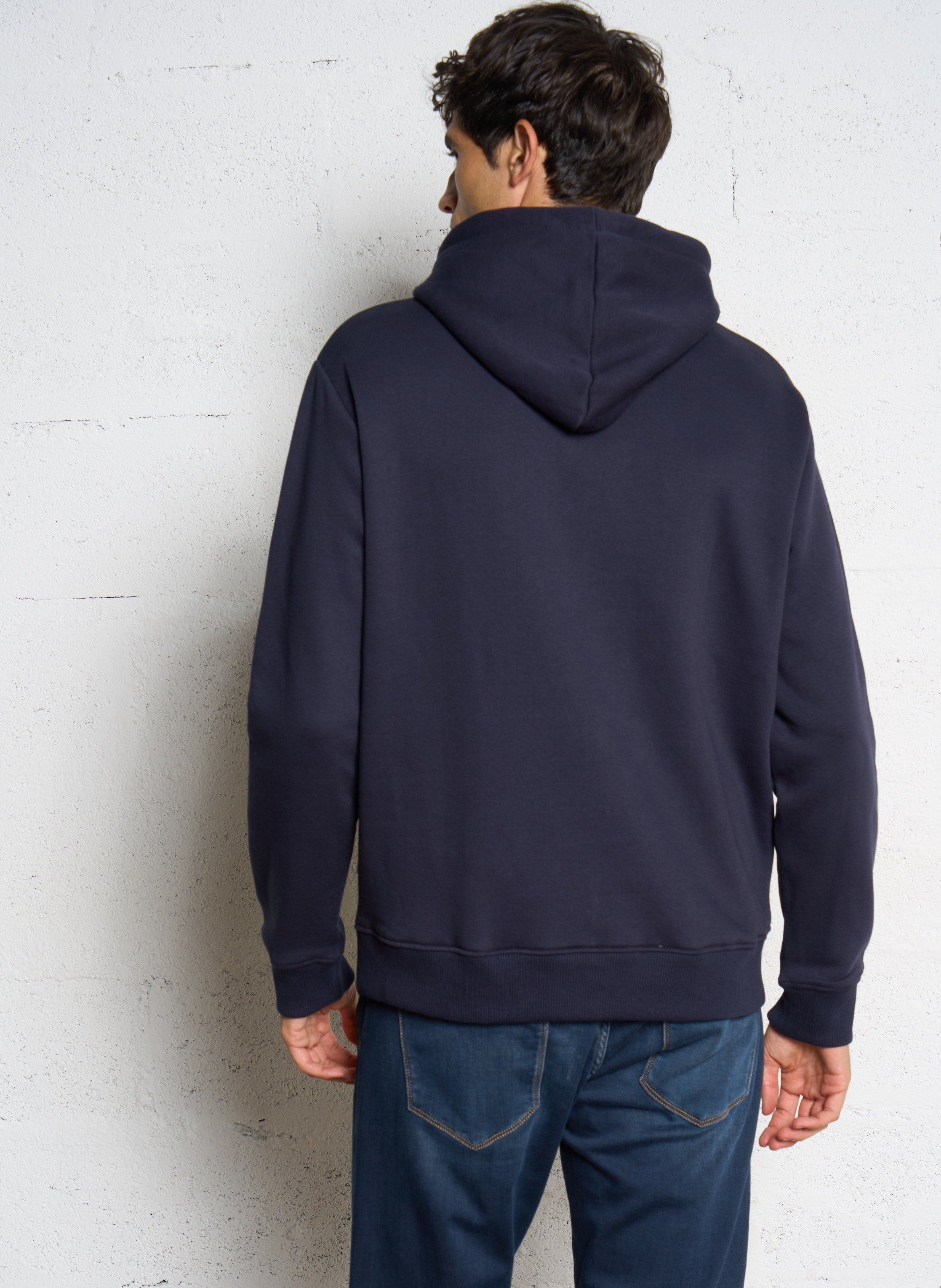 Hooded sweatshirt with velvet screen print in blended cotton. PEPE JEANS Blue