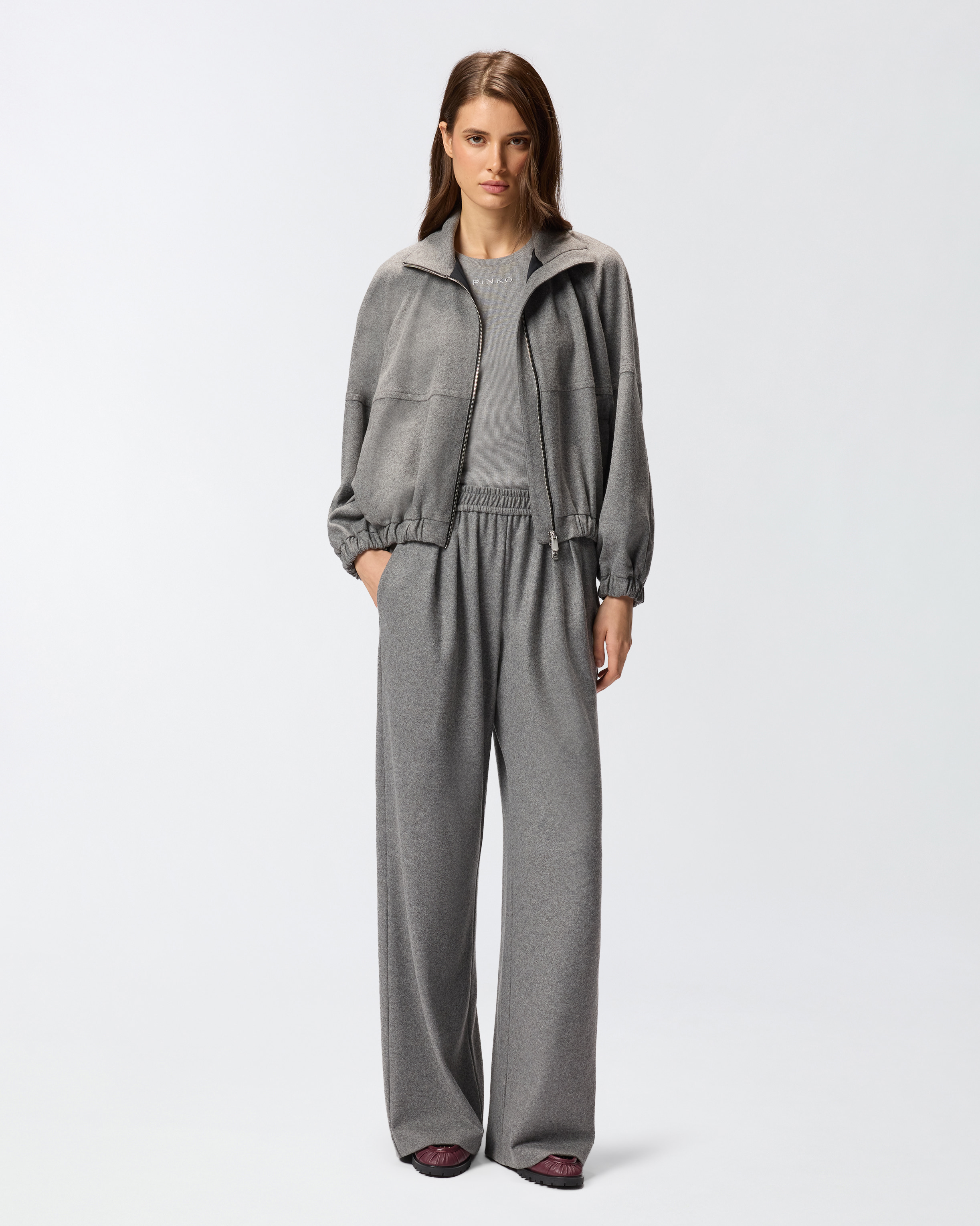 Ribbed sleeveless top PINKO Grey