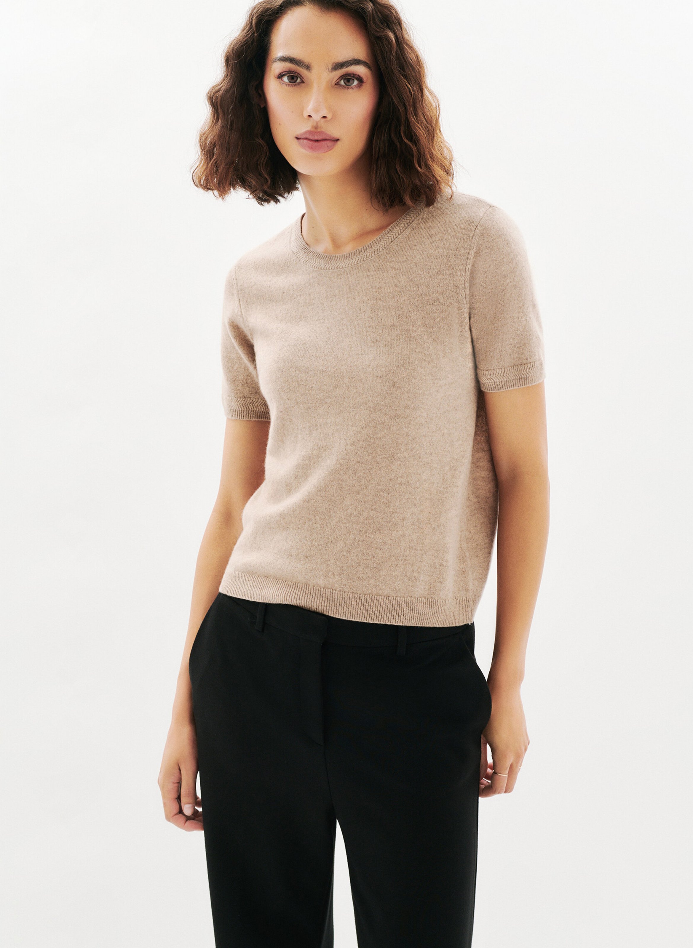 Belted cashmere sweater CAROLL Brown