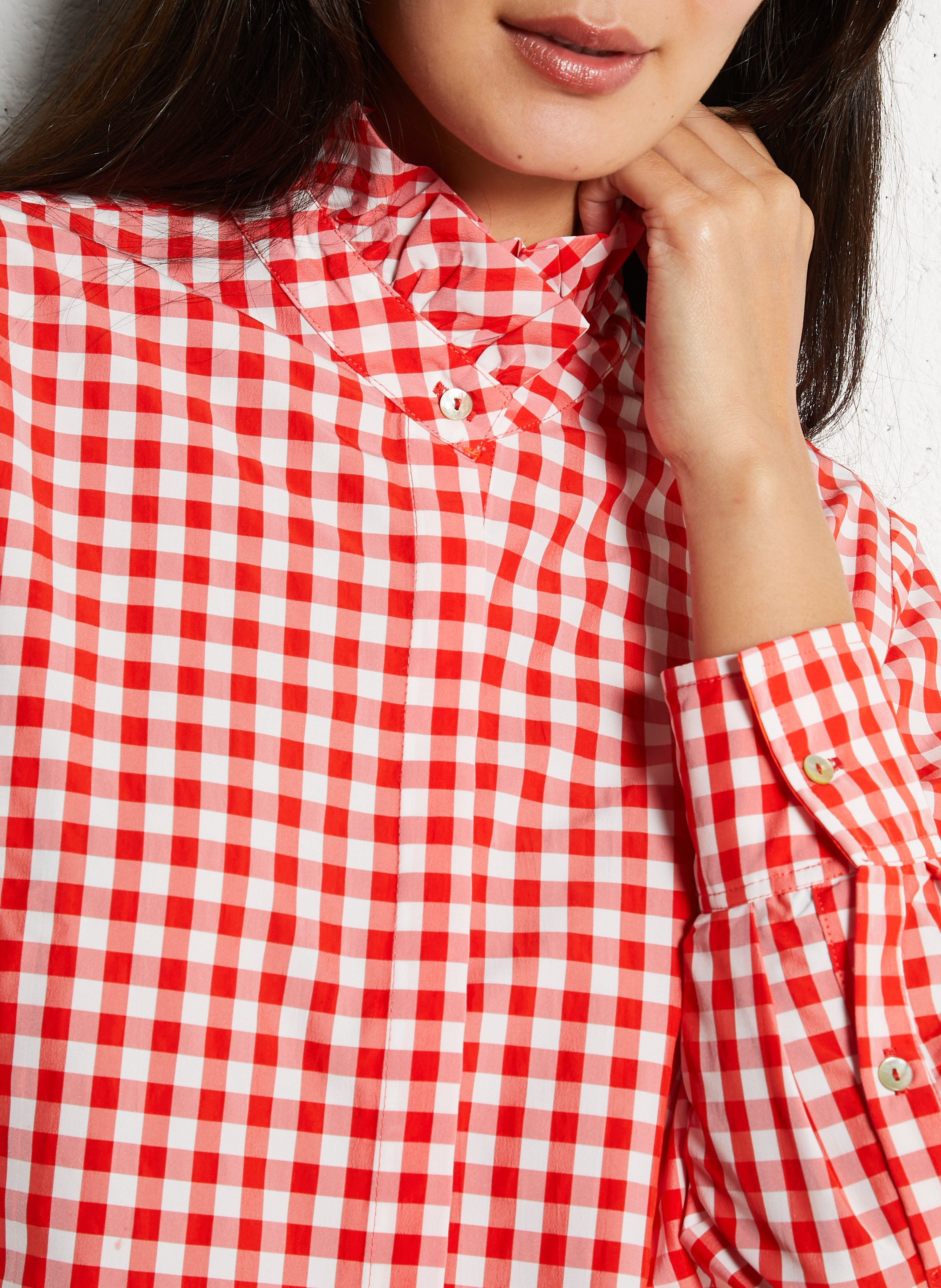 Chemise droite à carreaux en coton  DR BLOOM Rouge