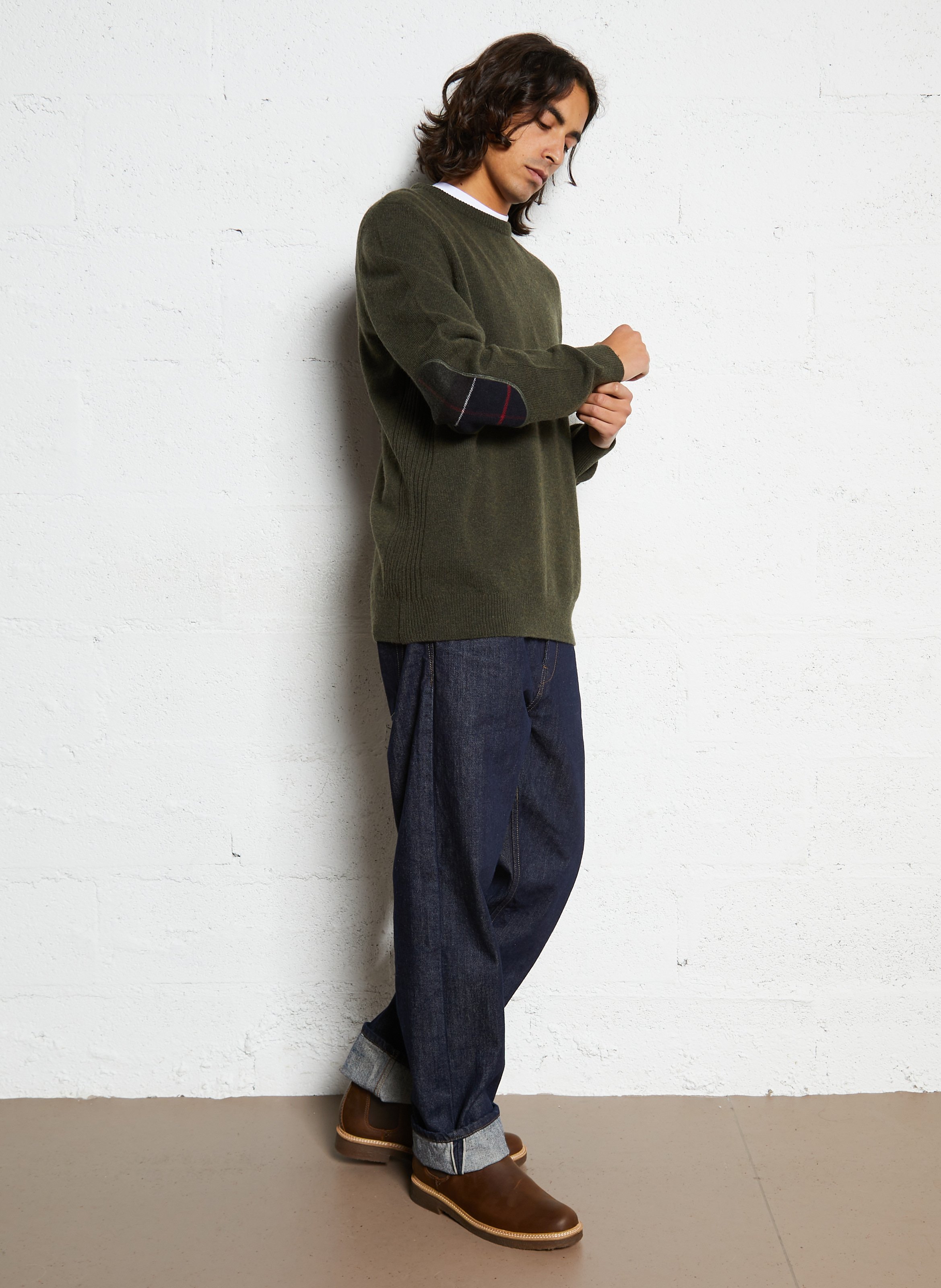 Rechte, wollen trui BARBOUR Kaki