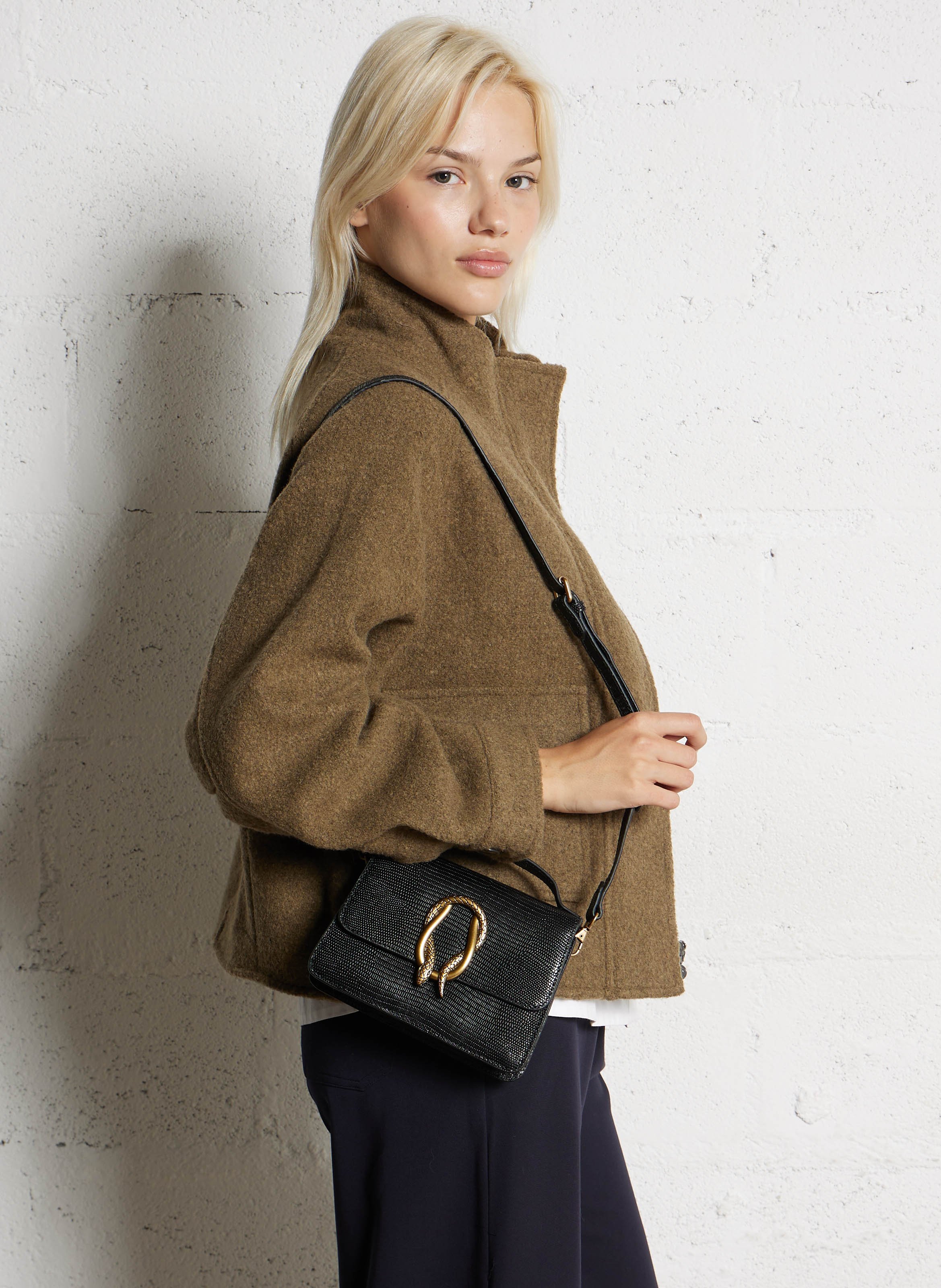 Sac bandoulière en cuir MAISON 123 Noir