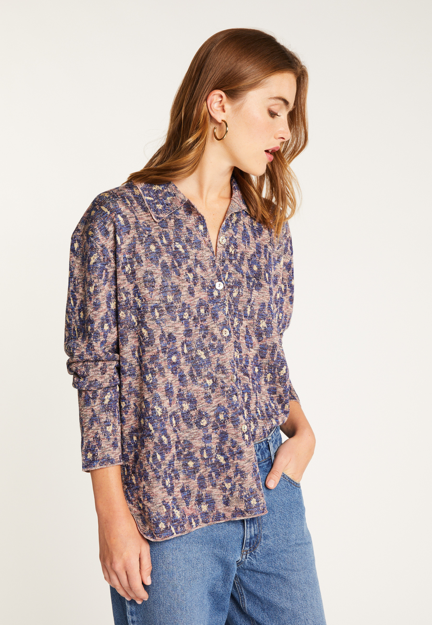 Shirt in iridescent viscose MAISON MONTAGUT Pink