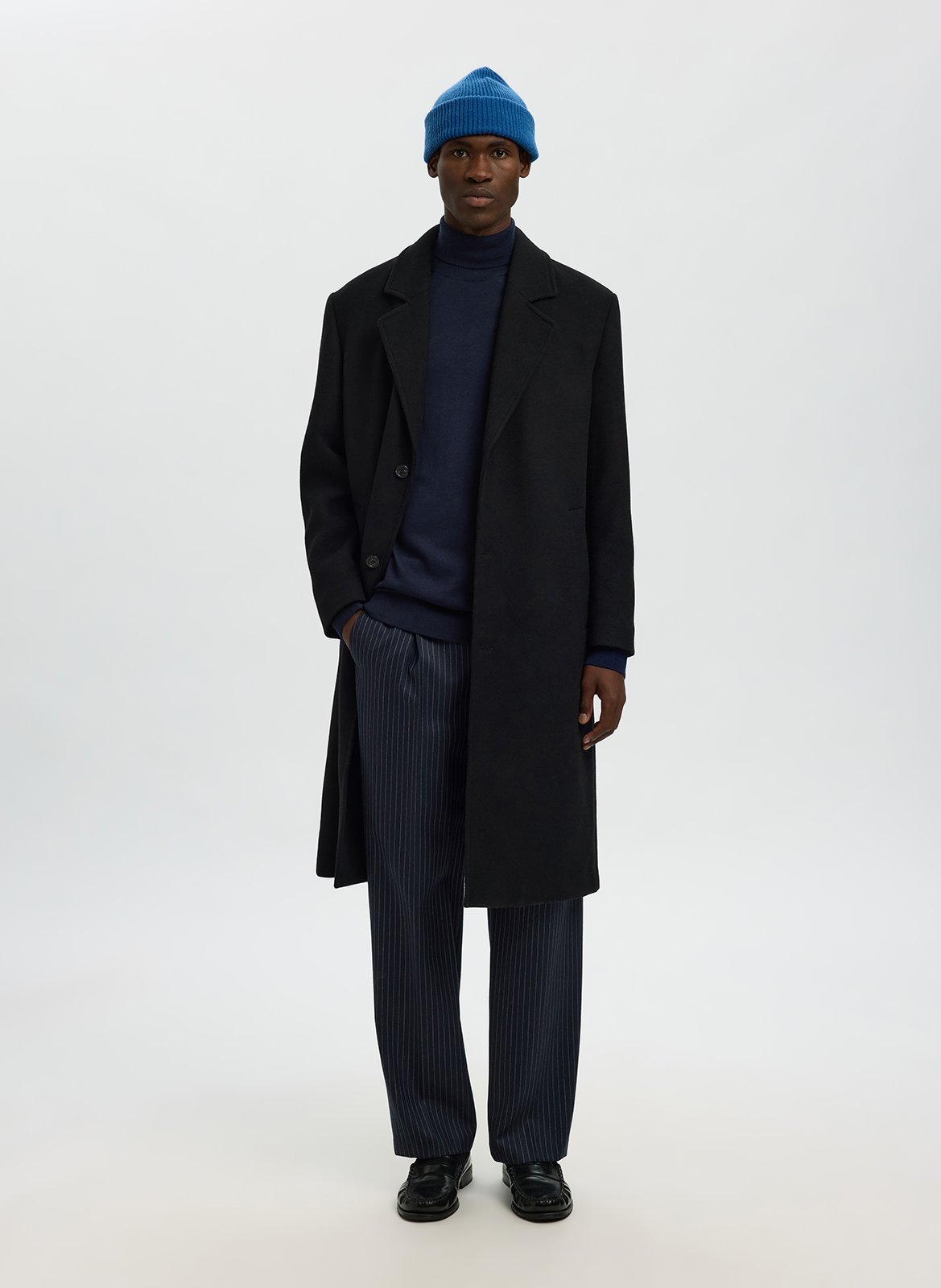 Col roulé regular-fit en laine mérinos SELECTED Bleu