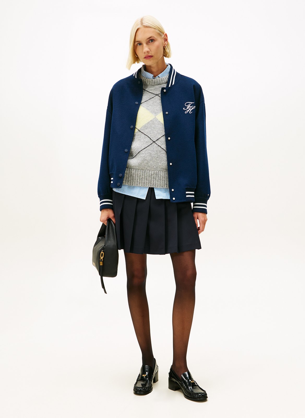 Jupe courte plissée unie TOMMY HILFIGER Bleu