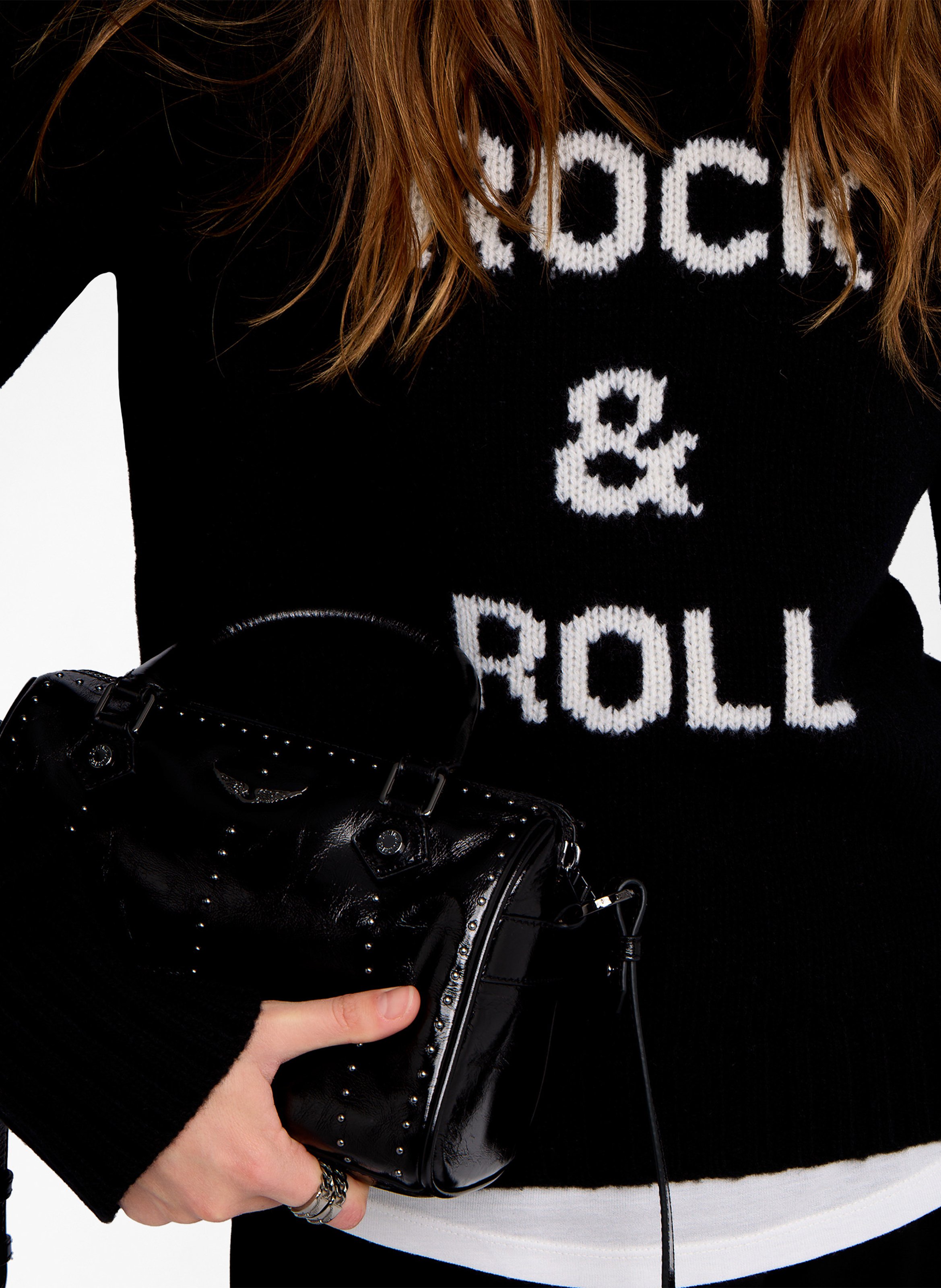 Pull droit col montant en laine ZADIG&VOLTAIRE Noir