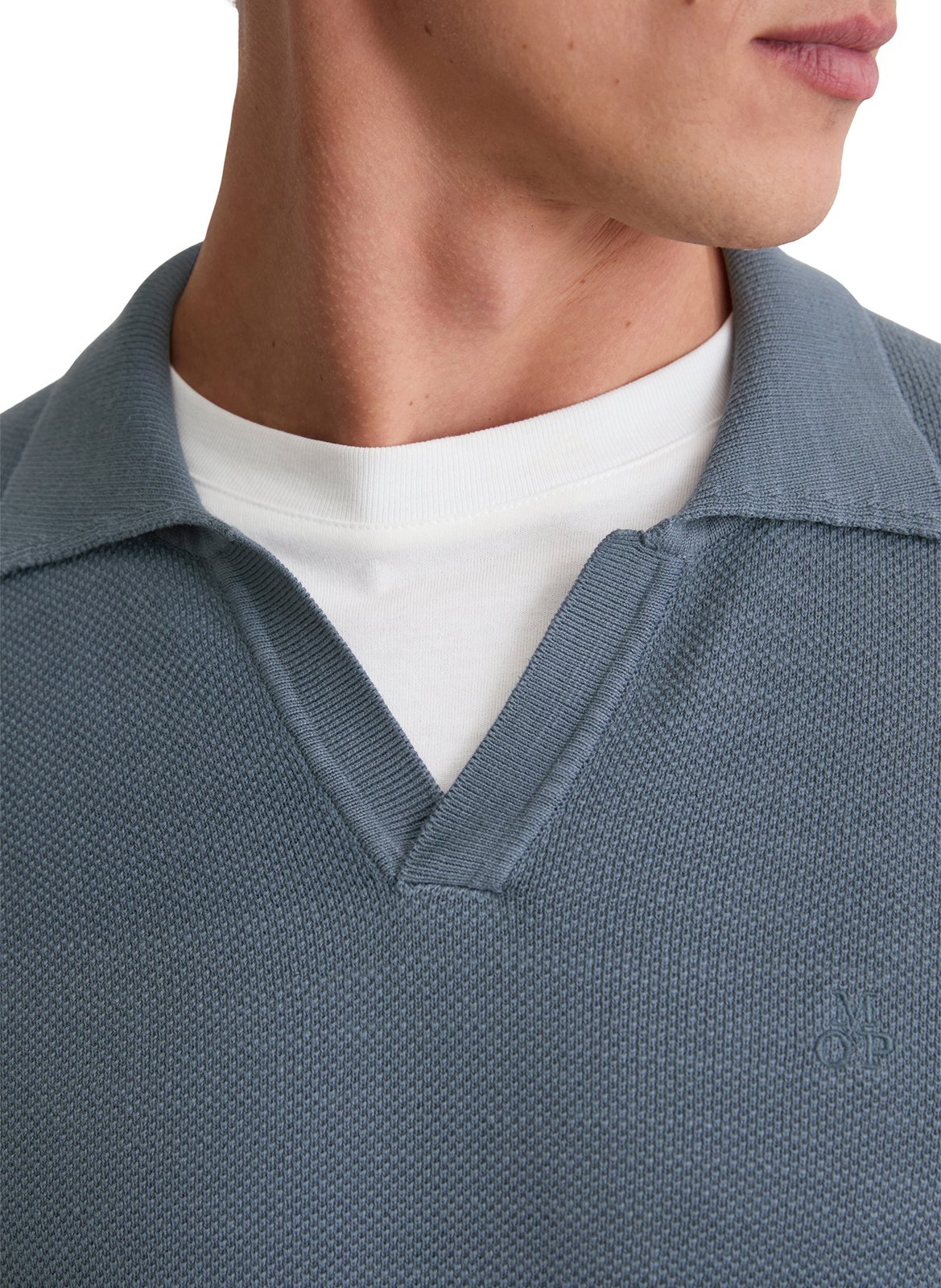 Pull col V en coton MARC O'POLO Bleu