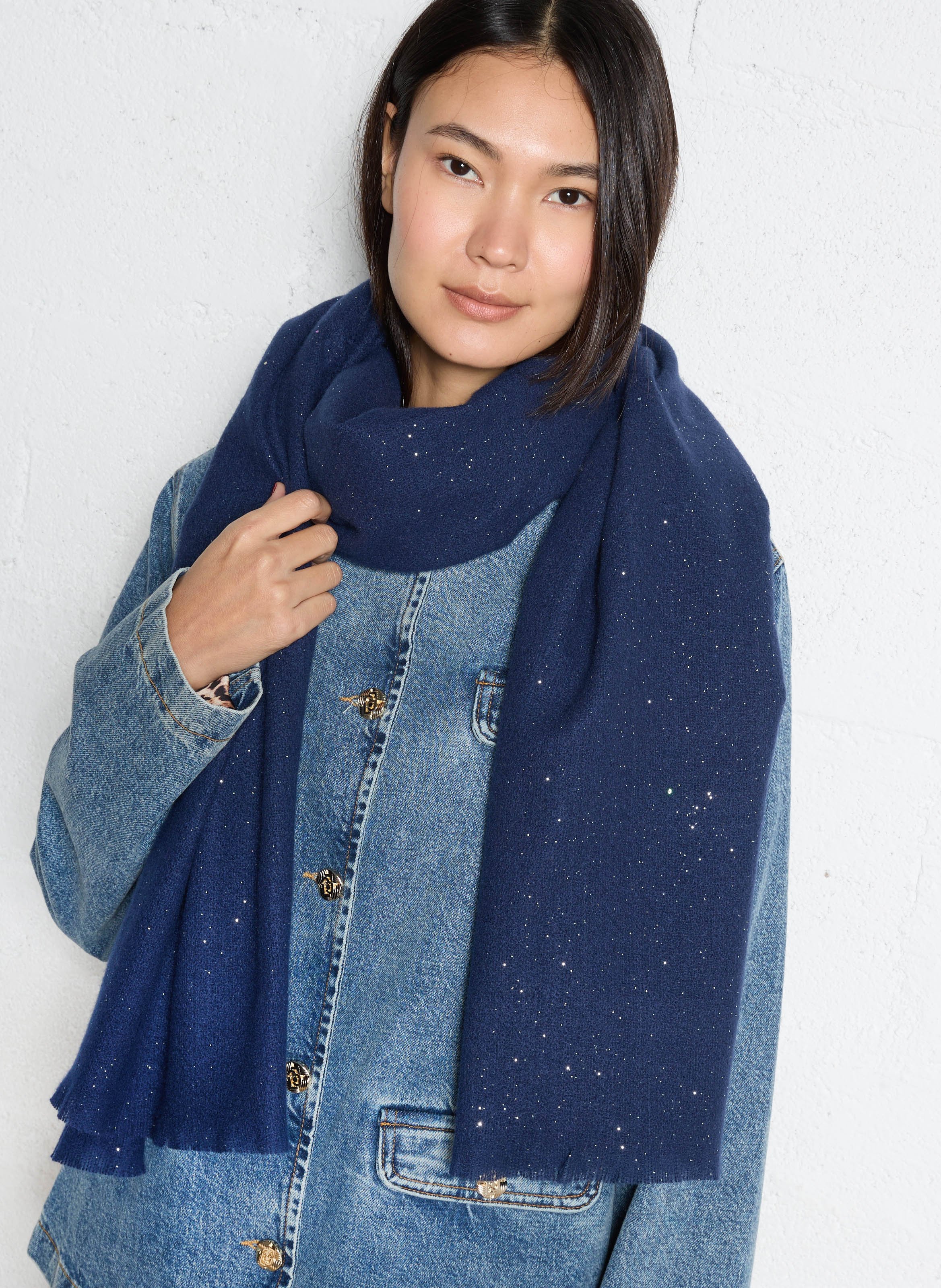 Echarpe pailletée AU PRINTEMPS PARIS Bleu