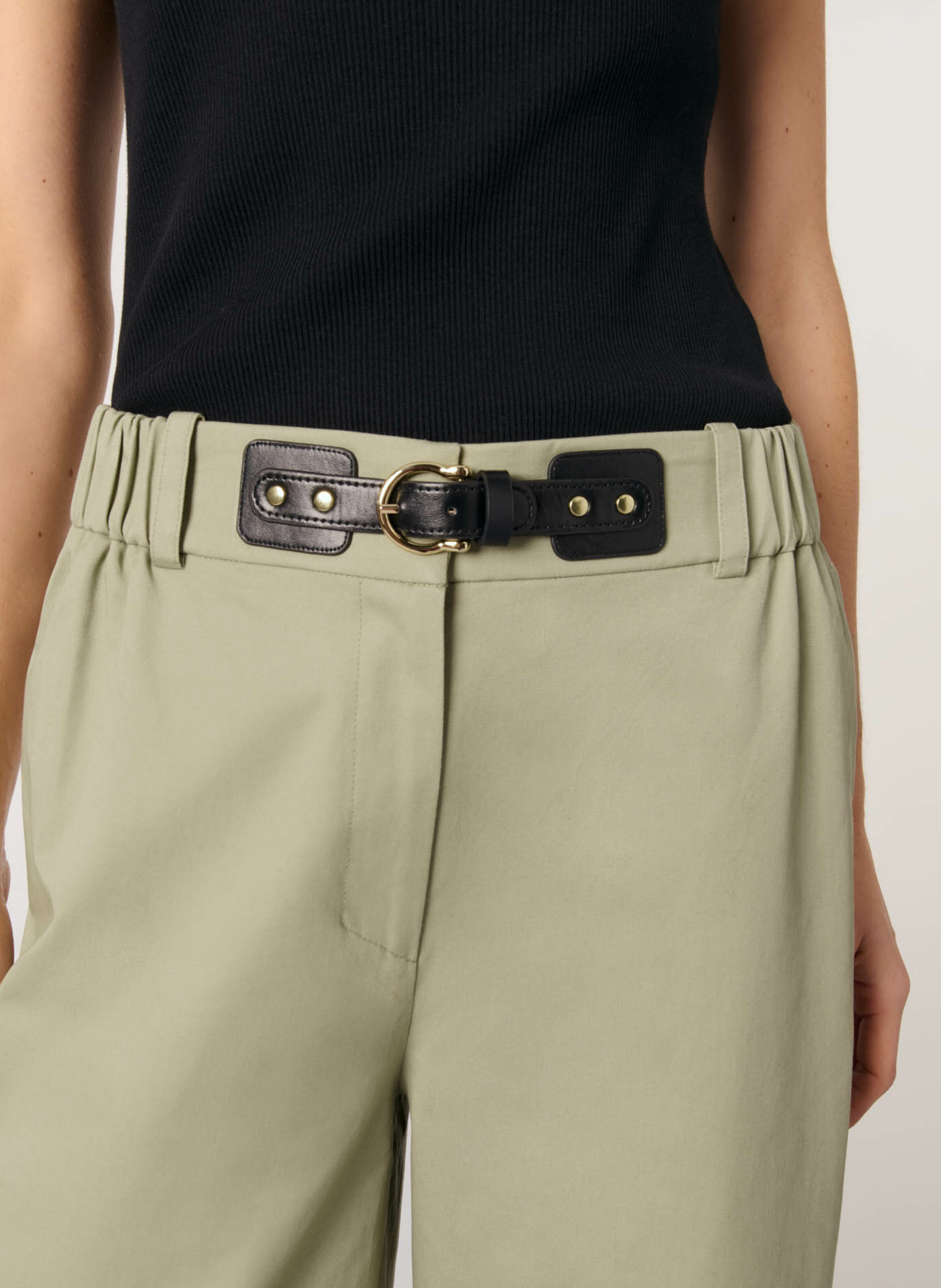 Wide cotton trousers  MAJE Khaki