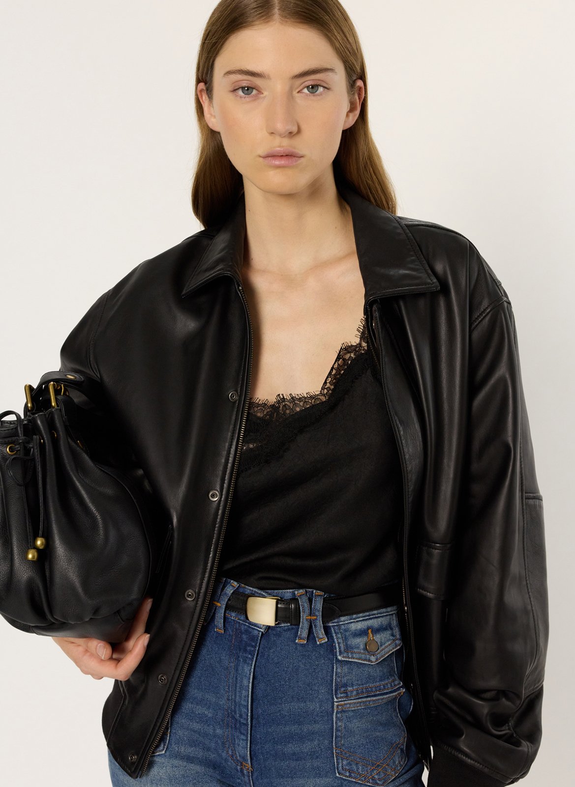 Recht, leren jasje GERARD DAREL Zwart