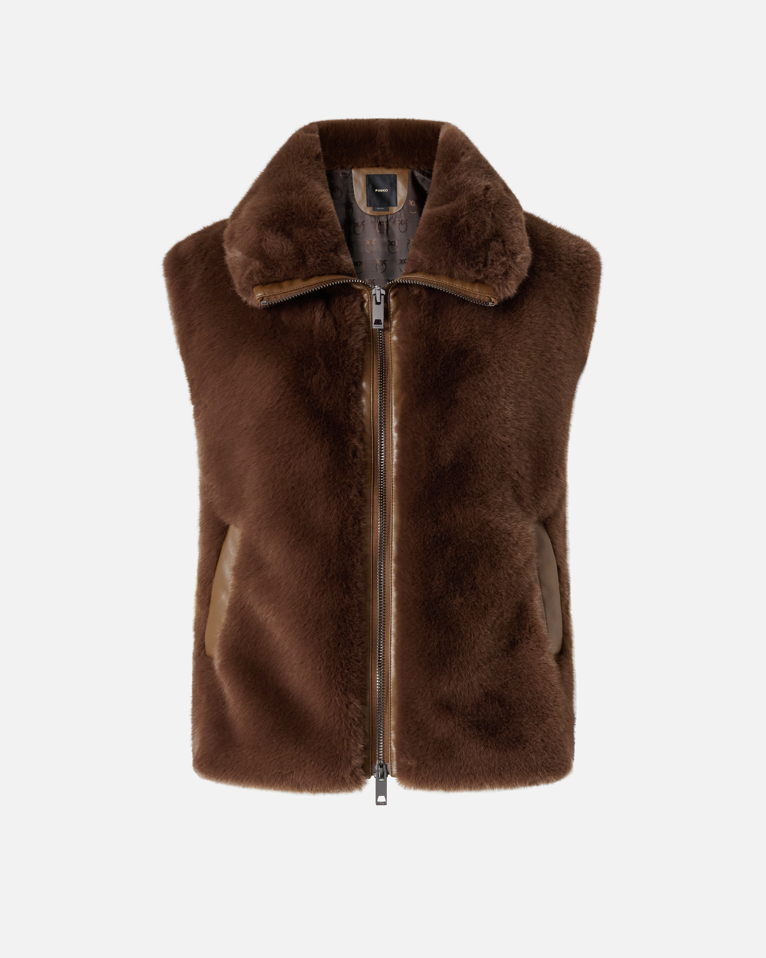 Zip-up faux fur vest PINKO