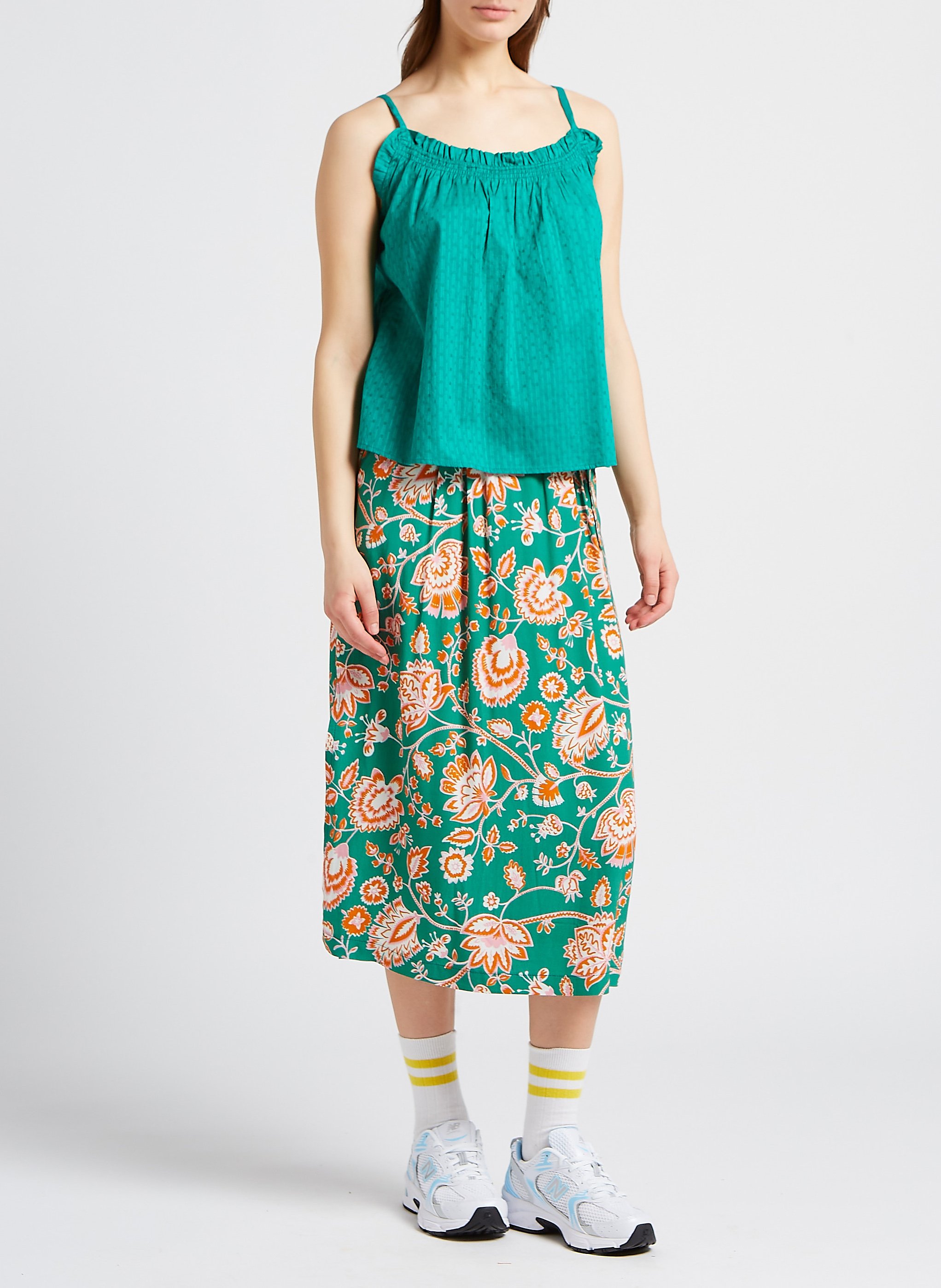 Lange rok met bloemenprint LA PETITE FRANCAISE Groen