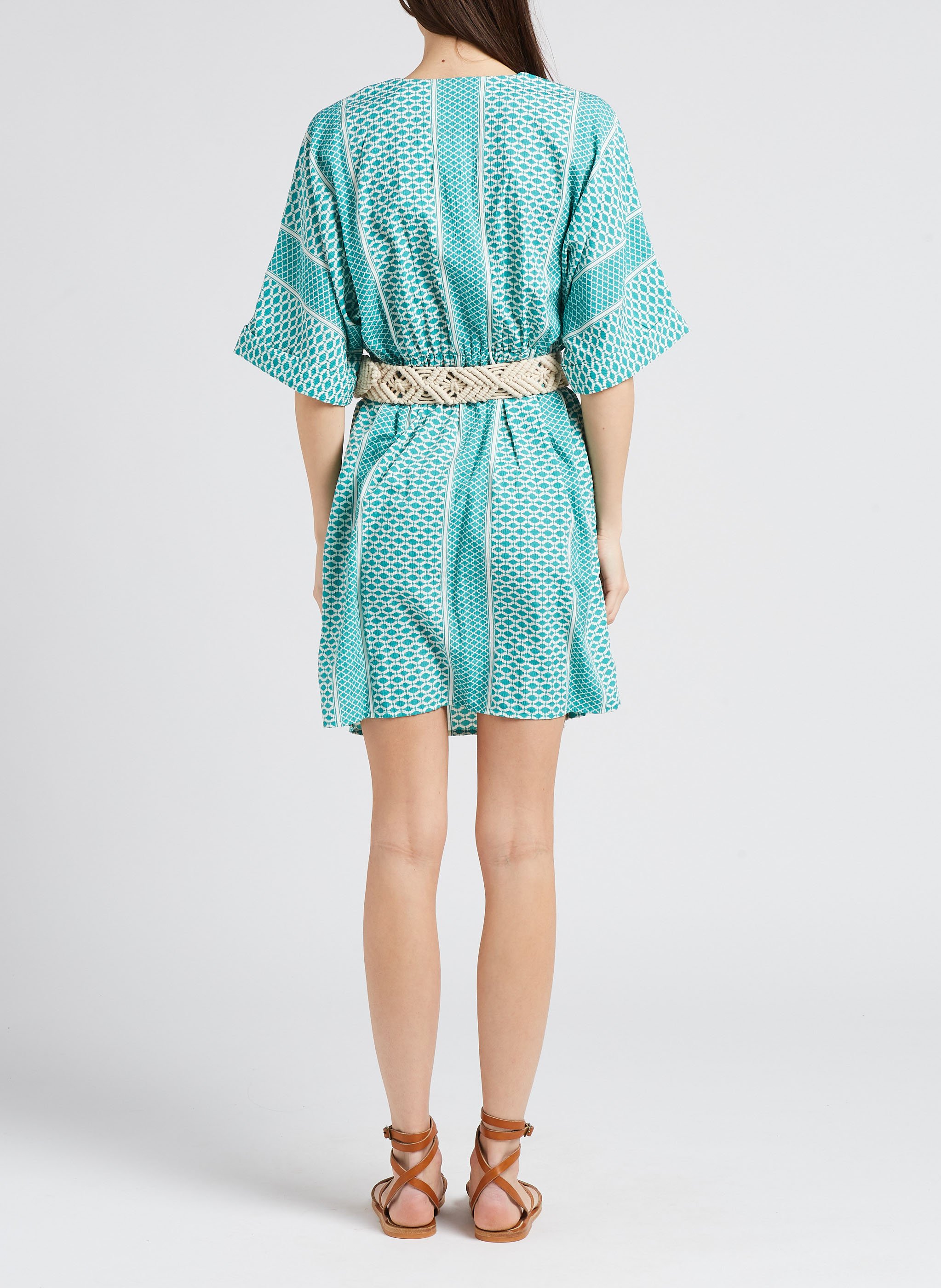 Robe courte col V imprimée VILA Vert