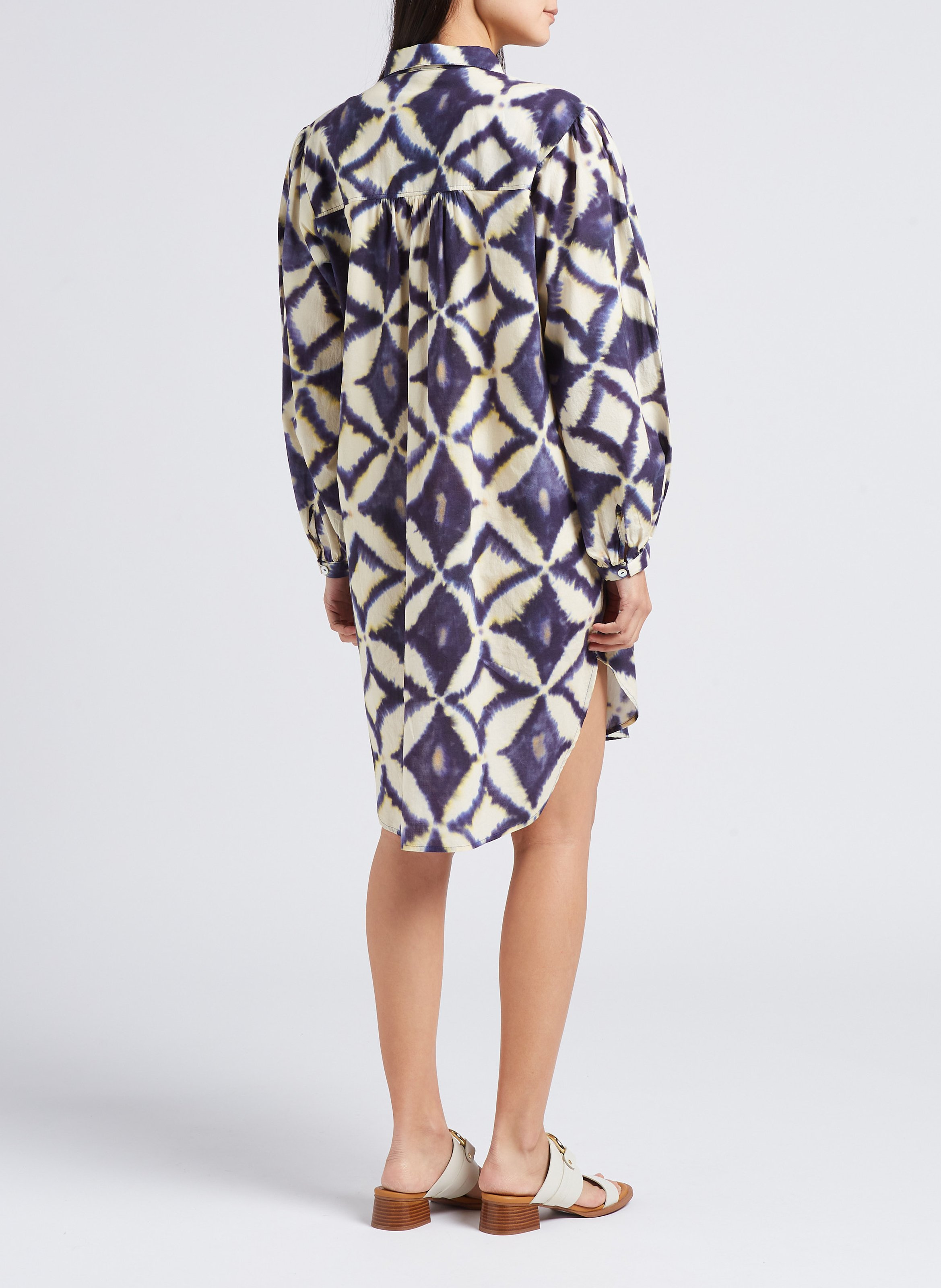 Kurzes Hemdblusenkleid mit klassischem Kragen und Print BELLEROSE Grau