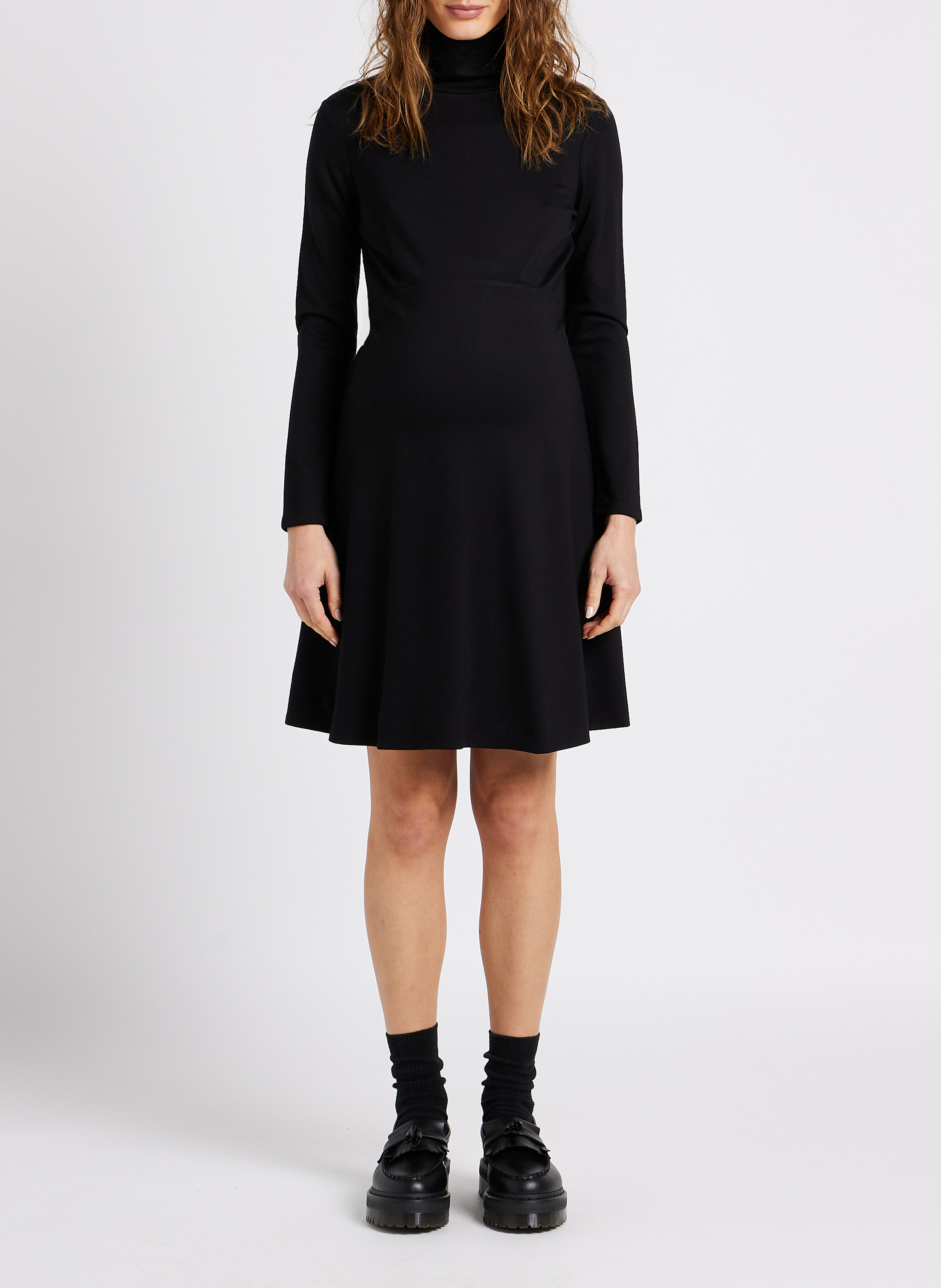 Robe de grossesse col roulé en maille SERAPHINE Noir